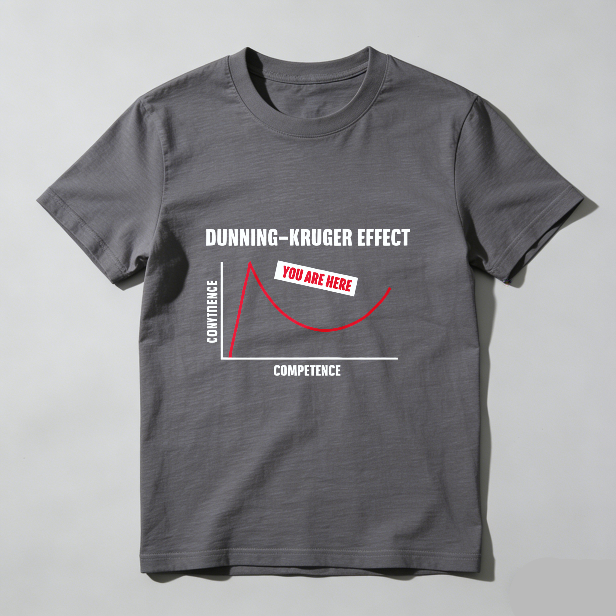 Dorawear Dunning Kruger Effect Confidence Curve You Are Here Pure Cotton Short Sleeve T-Shirt