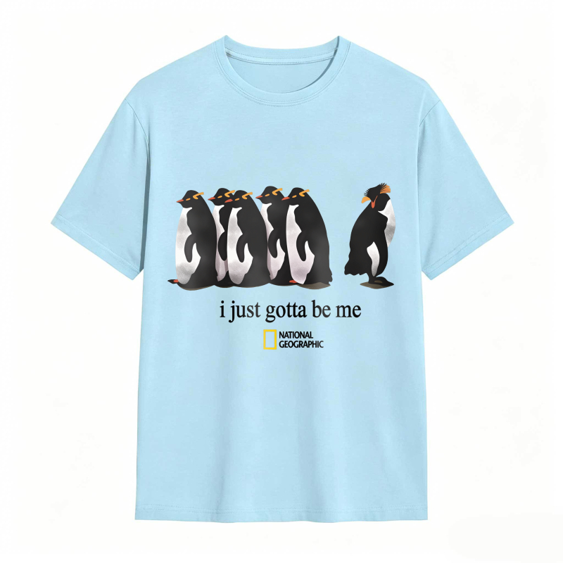 Dorawear™Penguins Standing In A Row With One Walking Away I Just Gotta Be Me National Geographic Logo Unisex Classic T-shirt