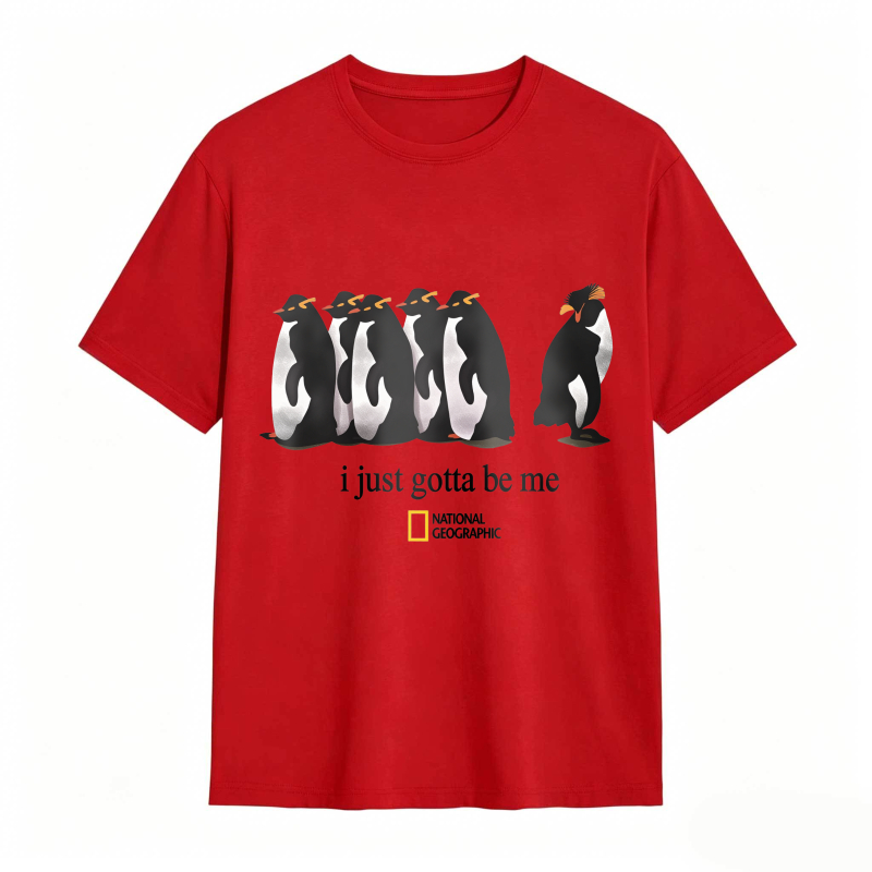 Dorawear™Penguins Standing In A Row With One Walking Away I Just Gotta Be Me National Geographic Logo Unisex Classic T-shirt