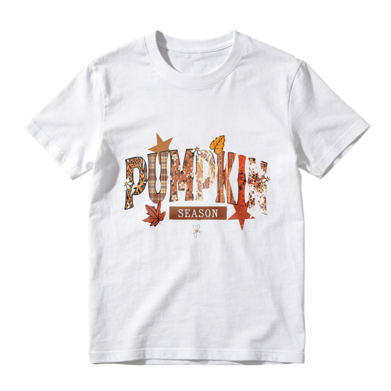 Pumpkin Season Autumn Leaves Stars Graphic, Unisex Classic T-shirt