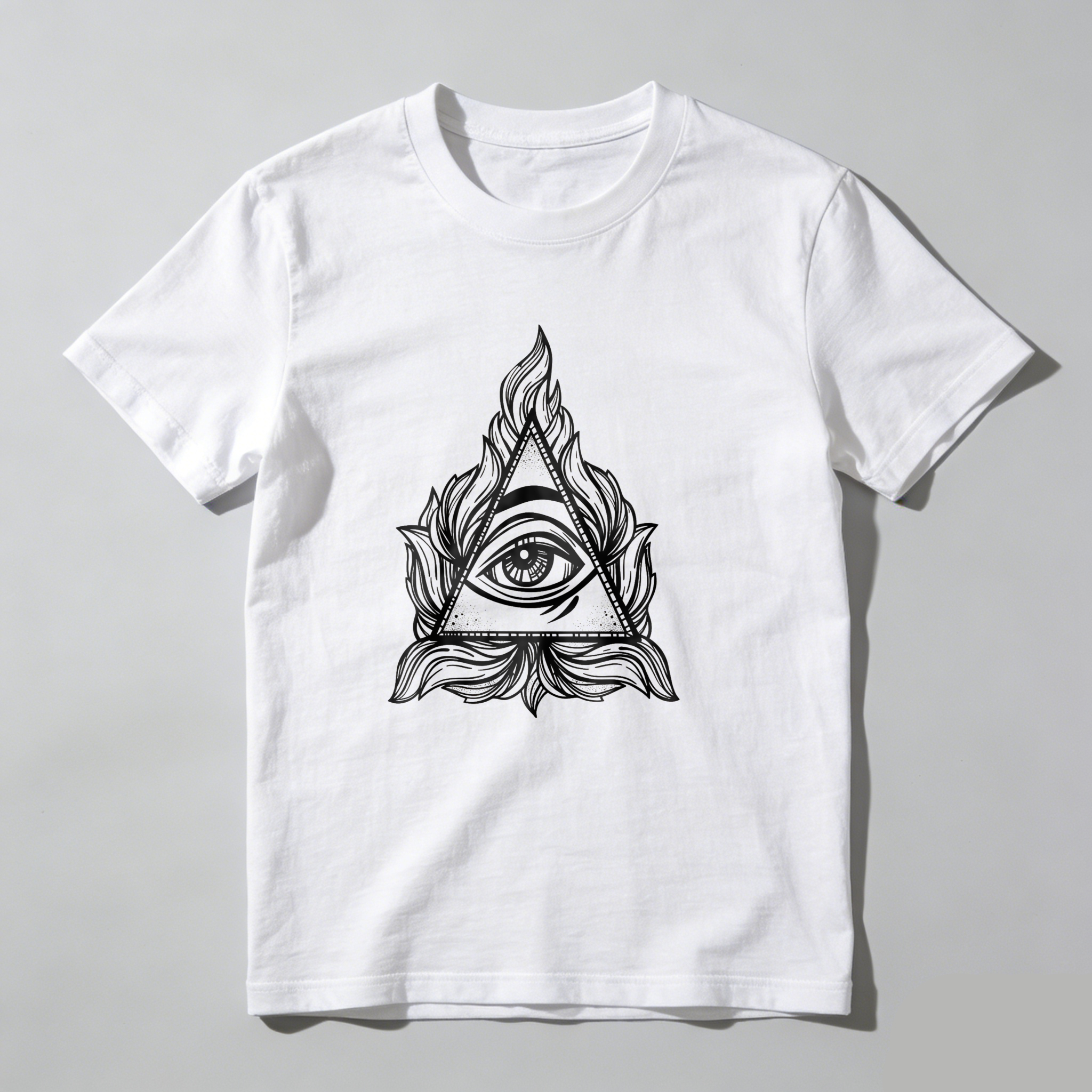 Dorawear™Eye Within Triangle Flames Pattern  T Shirt