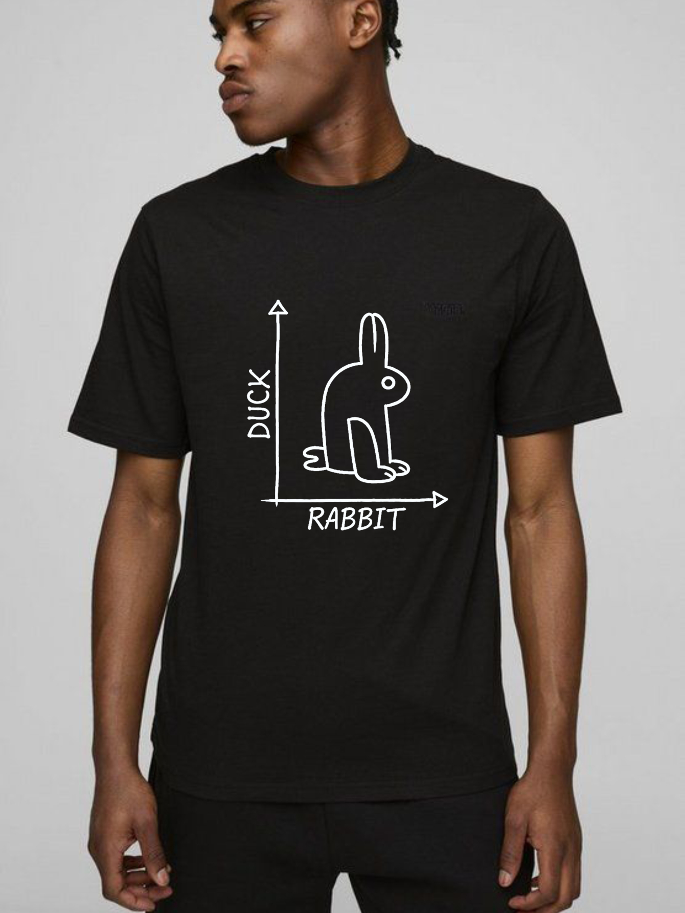 Dorawear™ Duck Rabbit Optical Illusion Pure Cotton Short Sleeve T-Shirt-Dorawear