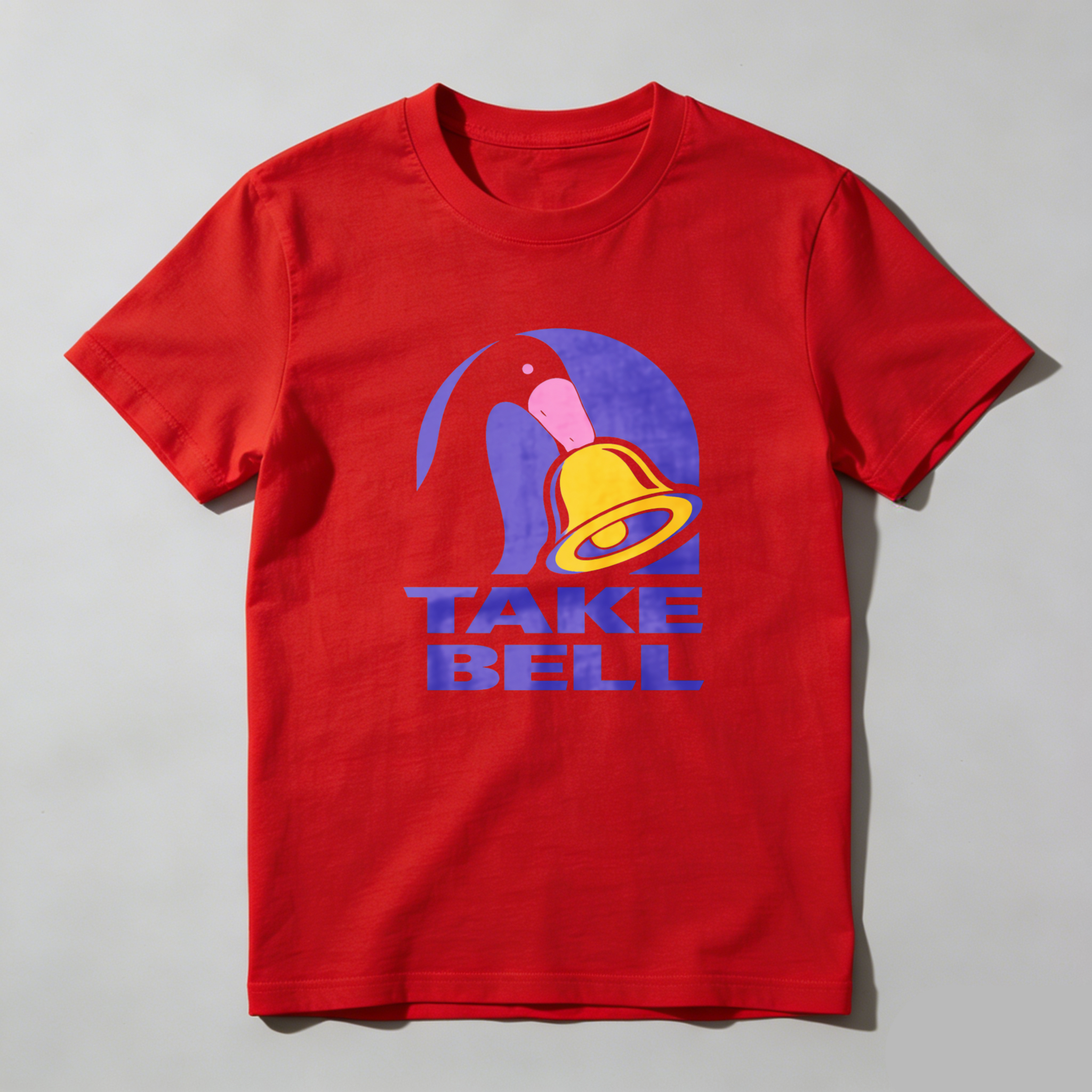 Dorawear™ Take Bell Penguin Bell Purple Design Pure Cotton Short Sleeve T-Shirt-Dorawear