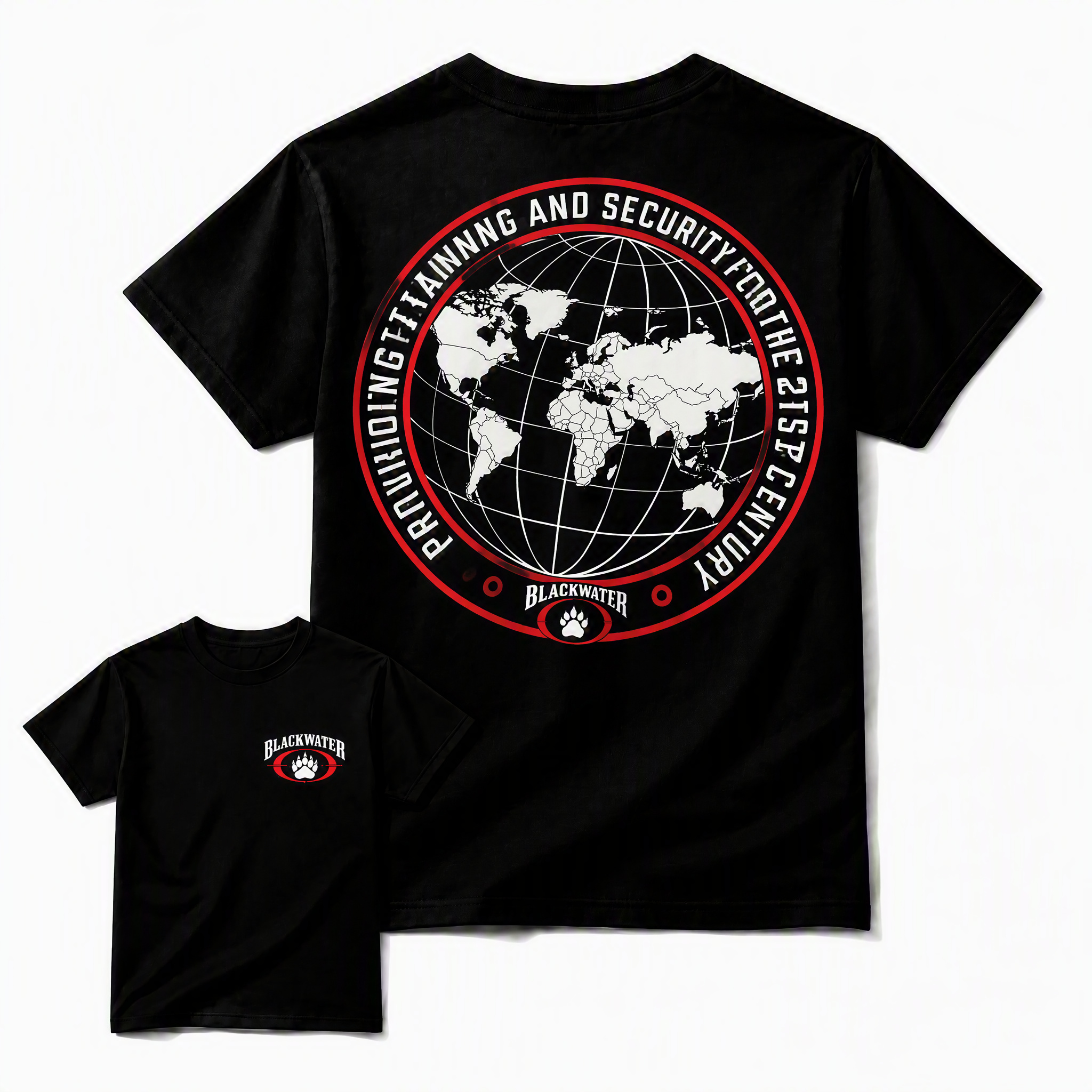 Blackwater Global Operations Tactical Graphic T-Shirt – Military Style World Map Print Vintage Unisex Tee