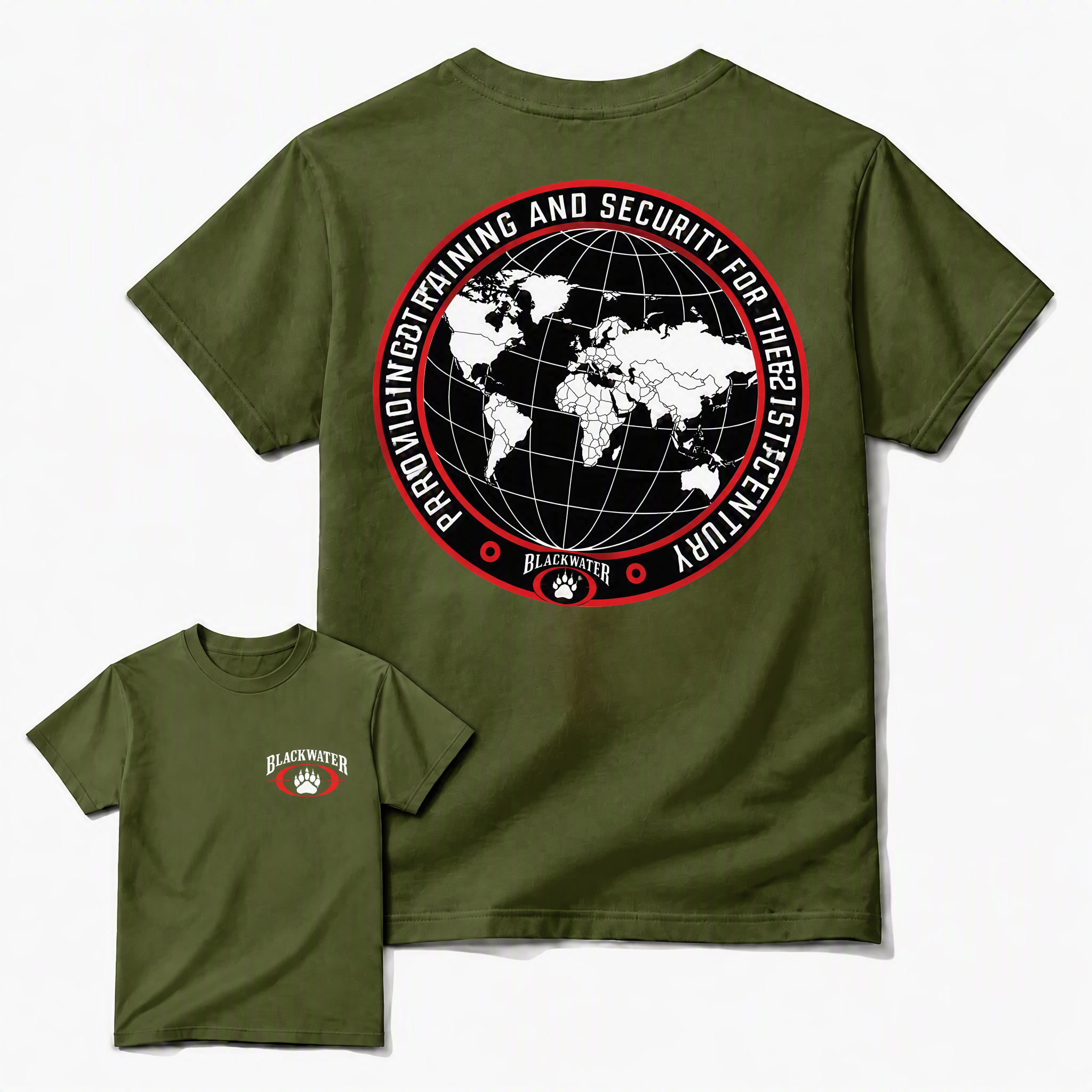 Blackwater Global Operations Tactical Graphic T-Shirt – Military Style World Map Print Vintage Unisex Tee