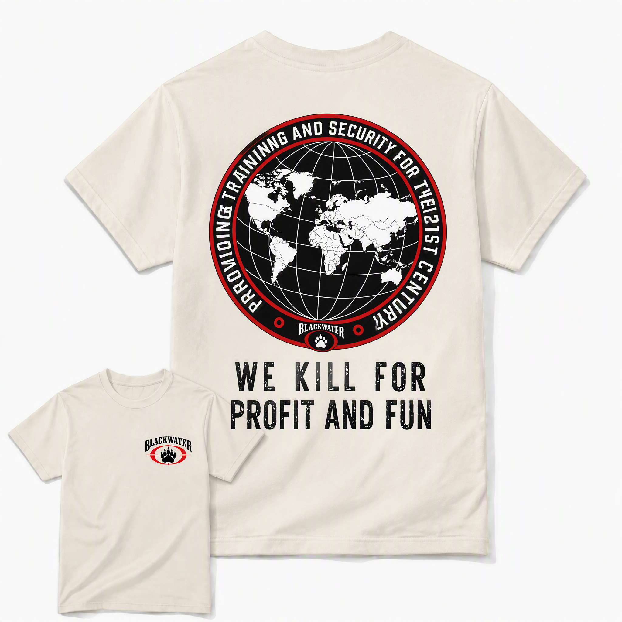 Blackwater Global Operations Tactical Graphic T-Shirt – Military Style World Map Print Vintage Unisex Tee