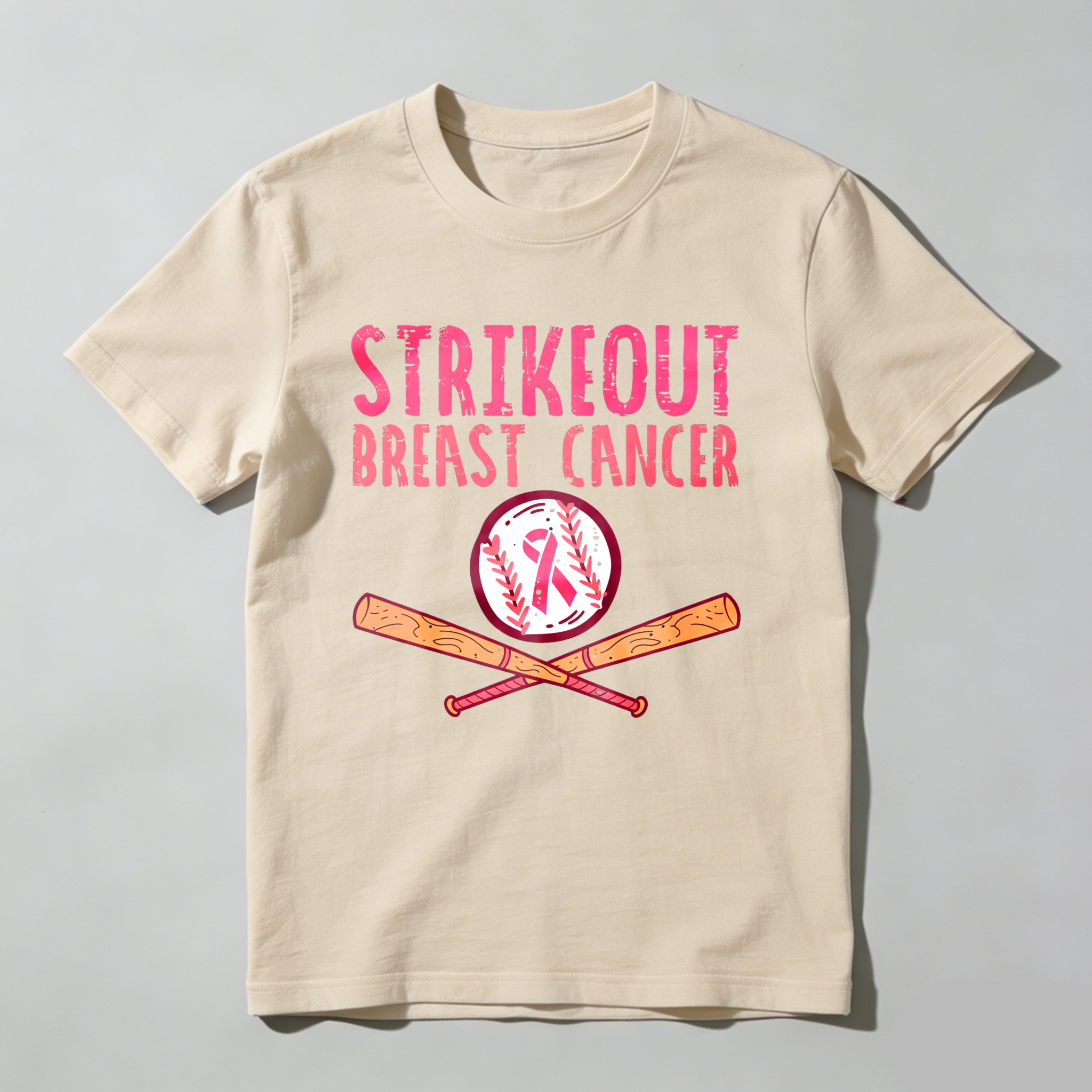 Dorawear™ Strikeout Breast Cancer With Baseball And Bats  T Shirt-Dorawear