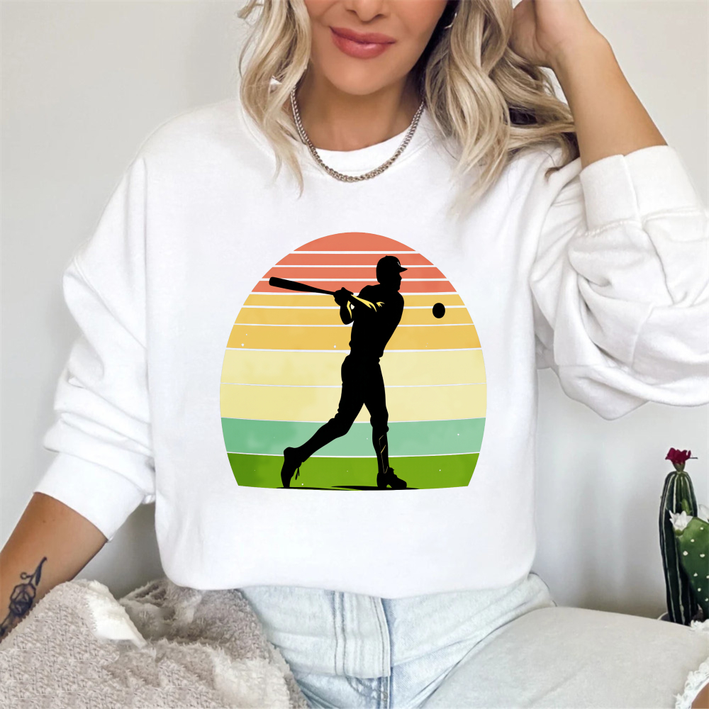 Dorawear™ Baseball Player Silhouette Sunset Gradient Design Unisex Classic Sweatshirt