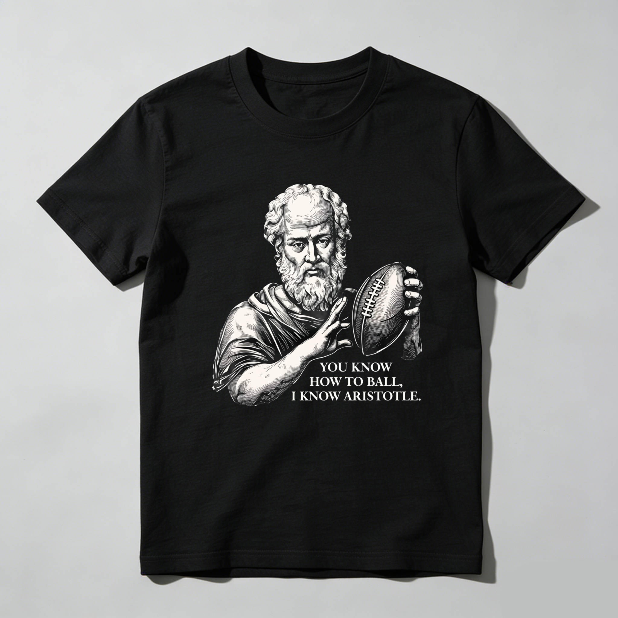Dorawear™Aristotle Holding Football With Text T Shirt
