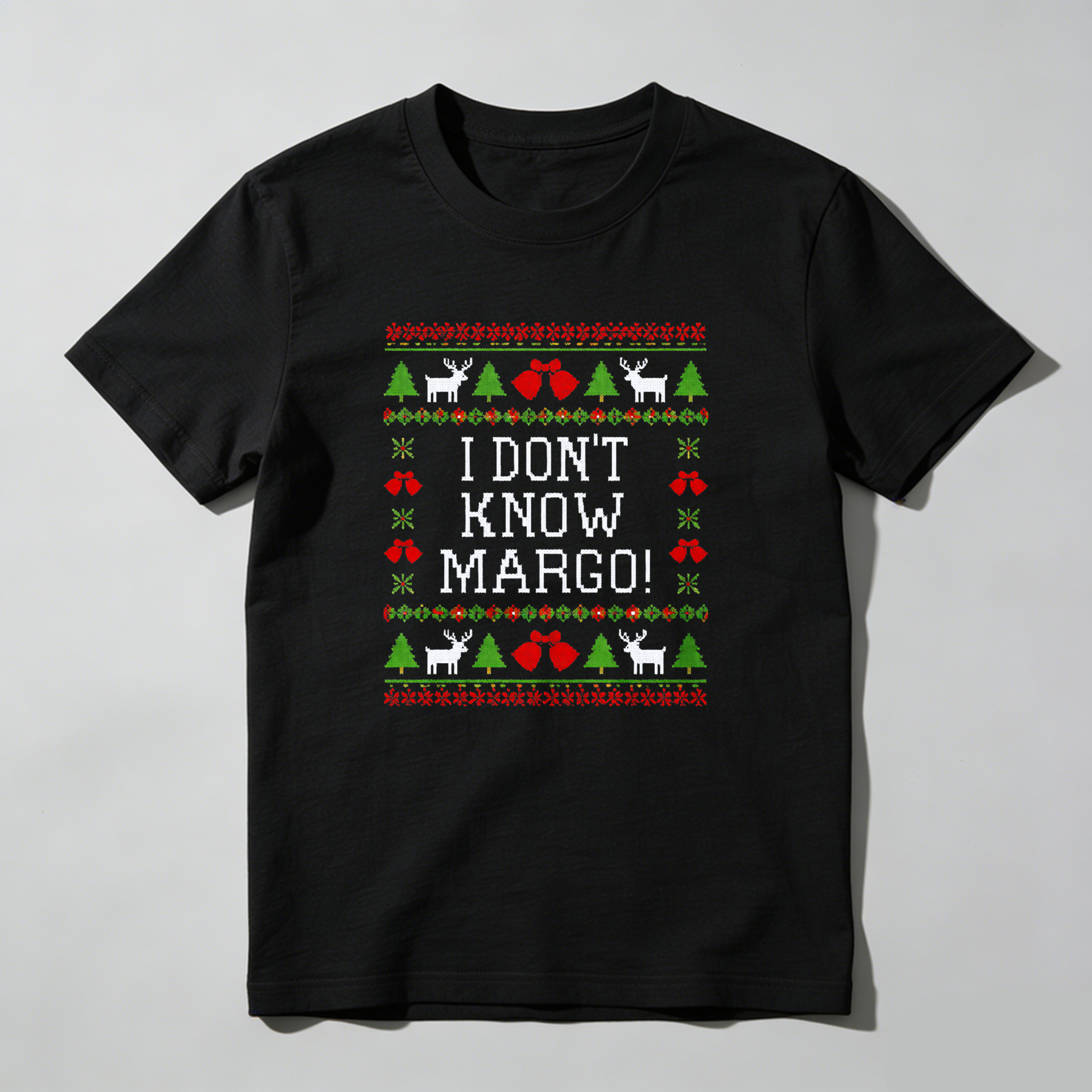 Dorawear™ I Don't Know Margo Christmas Pattern Pure Cotton Short Sleeve T Shirt-Dorawear