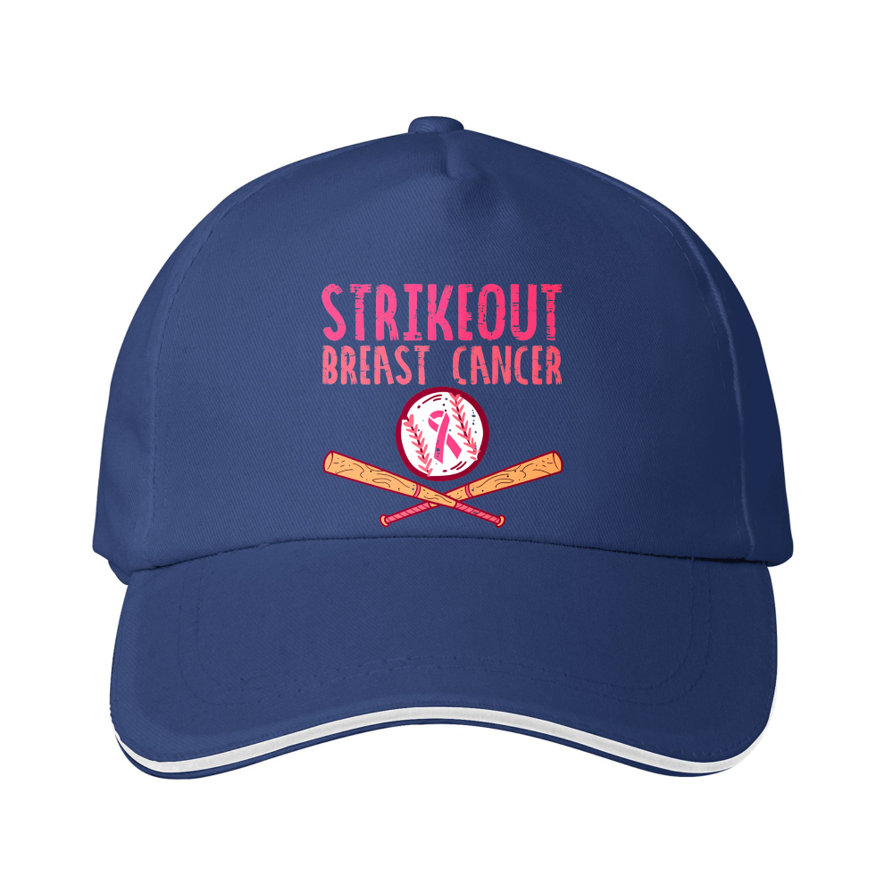 Dorawear™ Baseball Cap Strikeout Breast Cancer Pink Baseball And Bat Design For Awareness Events