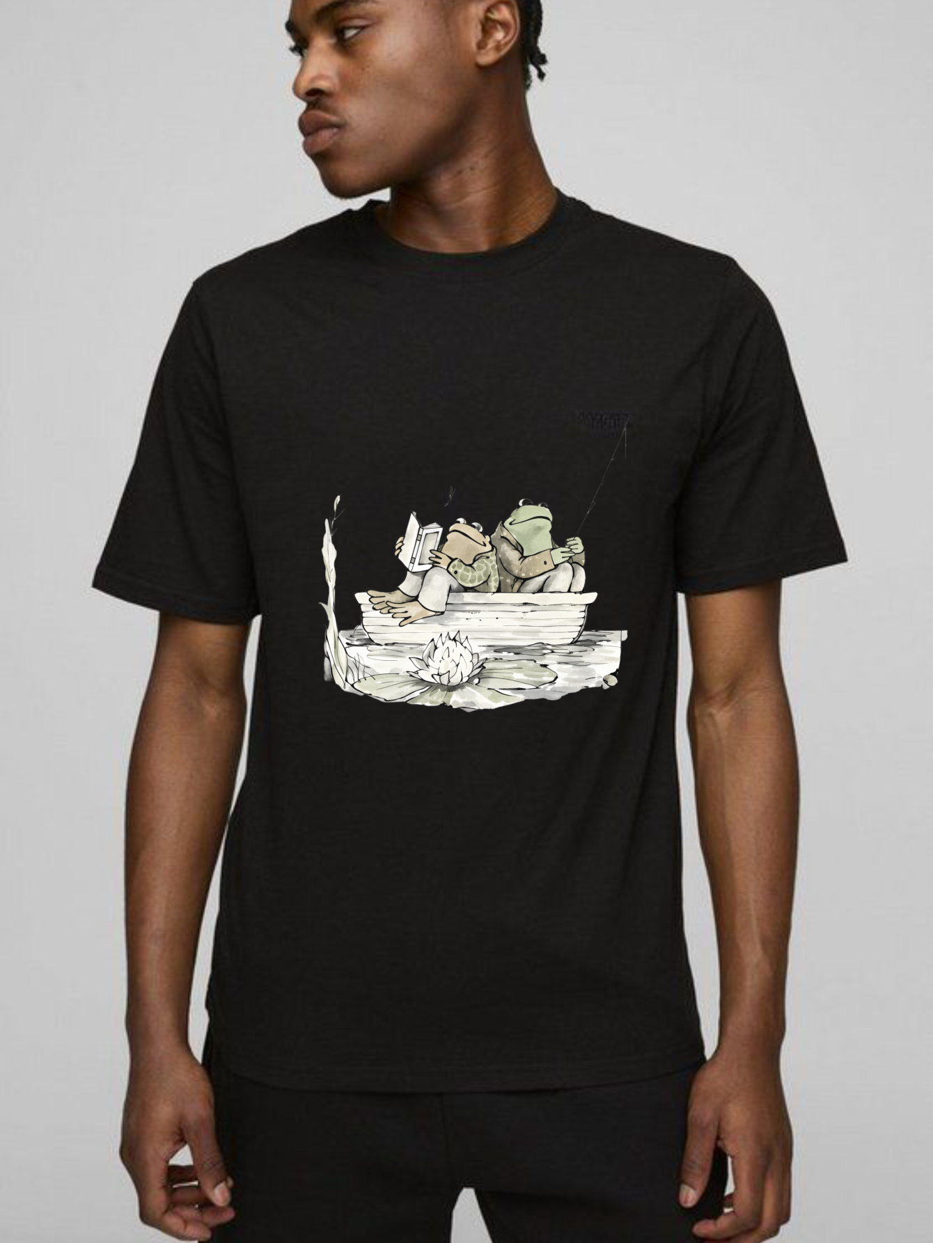 Dorawear™ Frogs Fishing In Boat On Lily Pad T Shirt