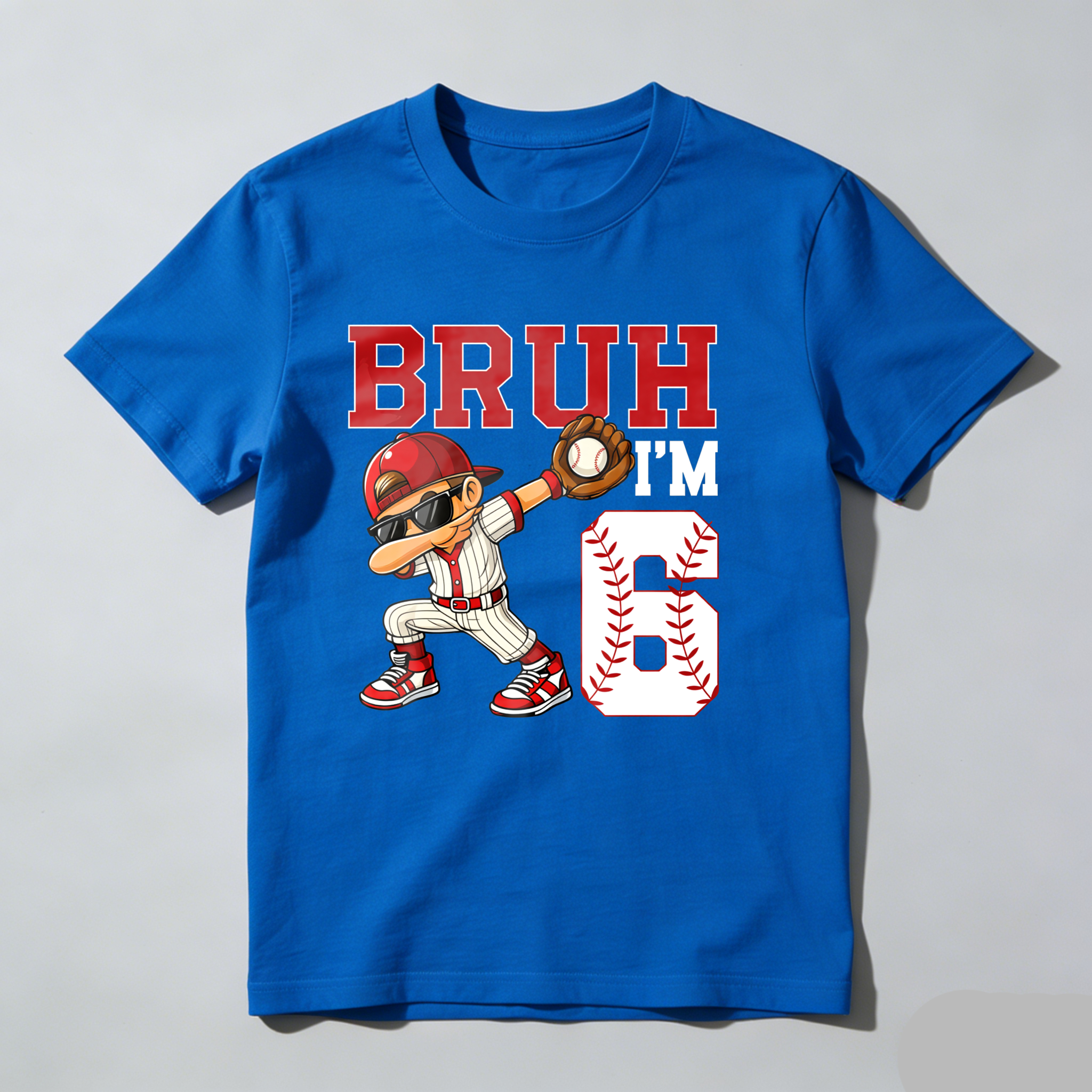 Dorawear™ Bruh I'm Six Baseball Player Cartoon T Shirt