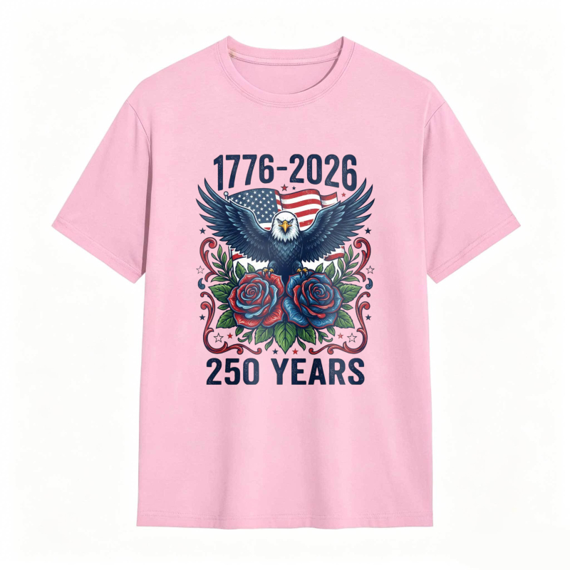 American Eagle With Roses And Flag 1776 2026 250 Years T-shirt