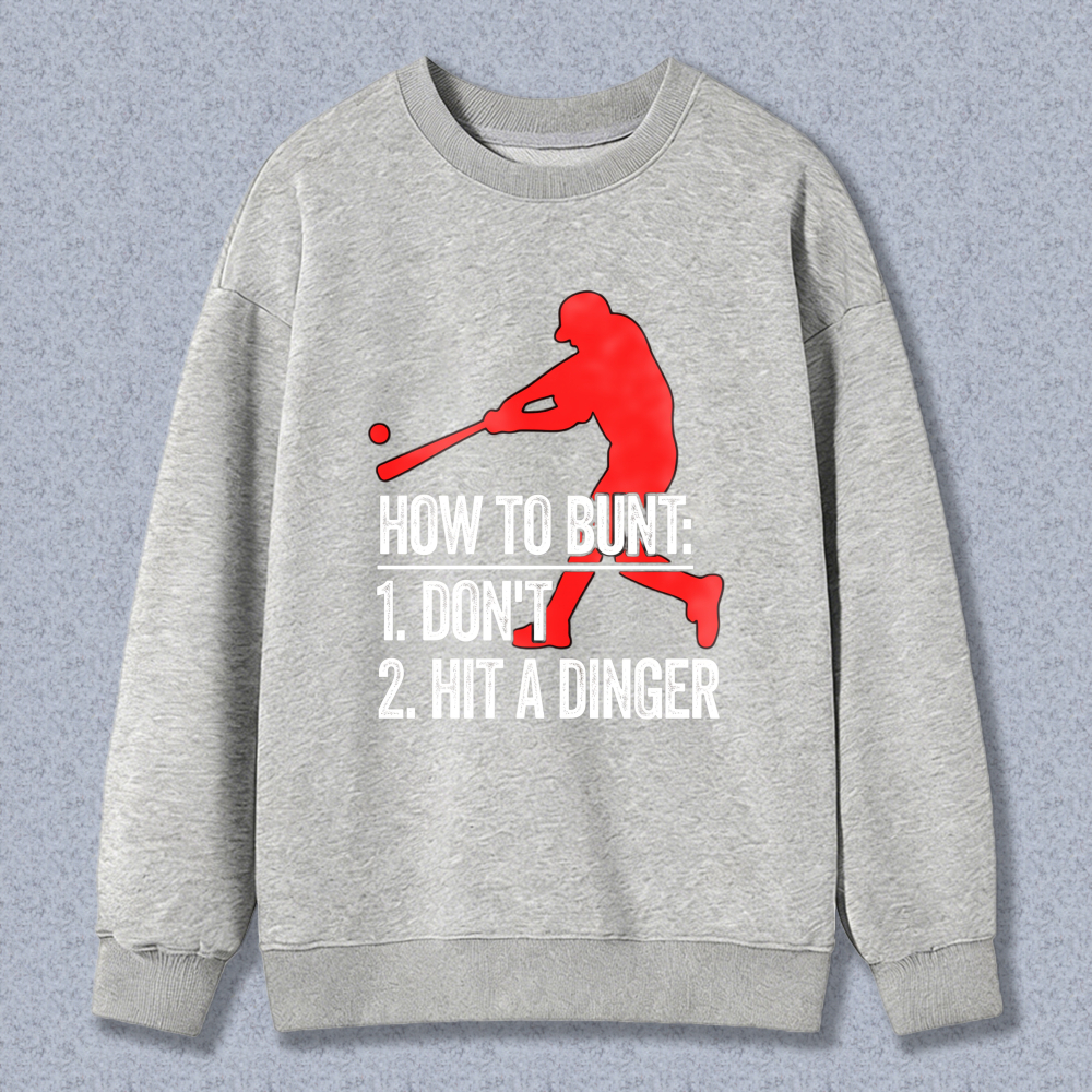 Dorawear™ Baseball Player Silhouette With Text How To Run 1 Don't 2 Hit The Dinger Unisex Classic Sweatshirt-Dorawear