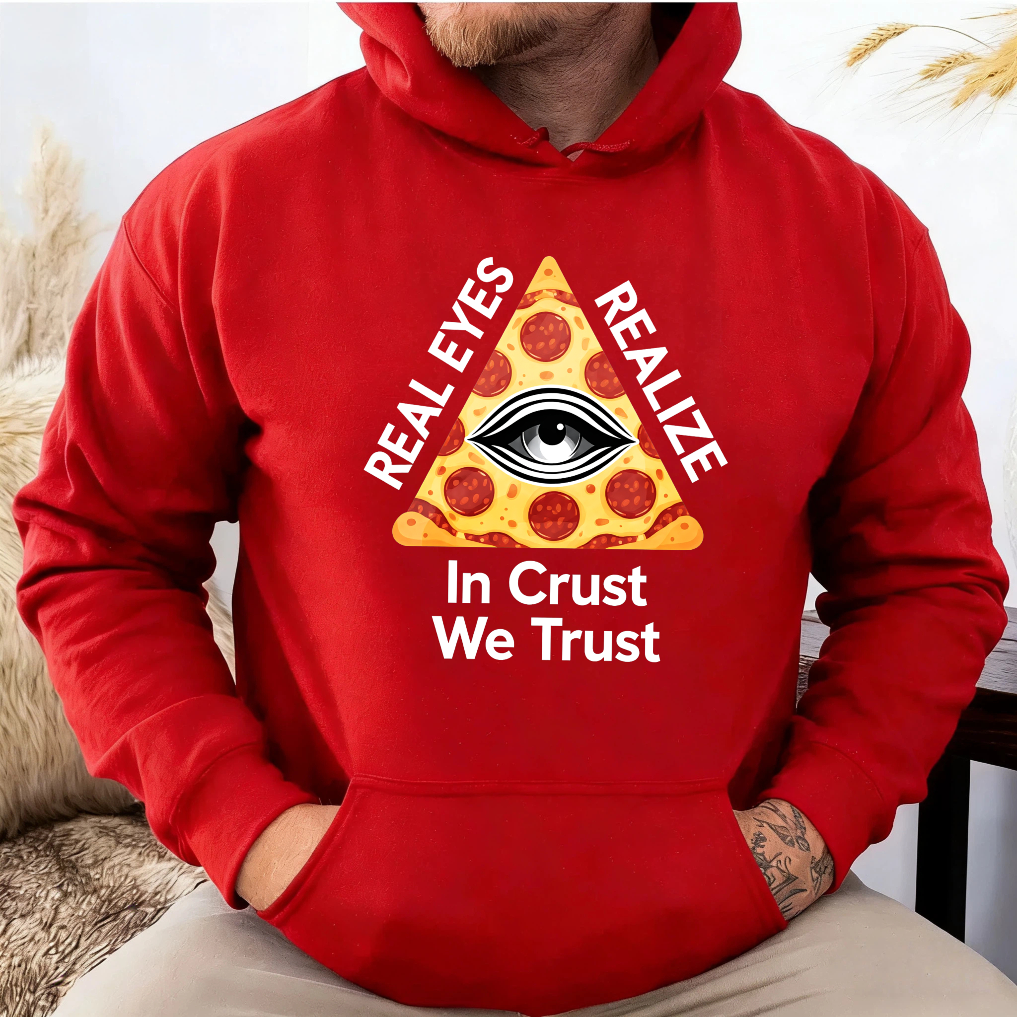 Dorawear™ Real Eyes Realize In Crust We Trust Pizza Eye Hoodie Sweatshirt Black Casual Wear For Men Women Unisex Fashion Gift Idea-Dorawear