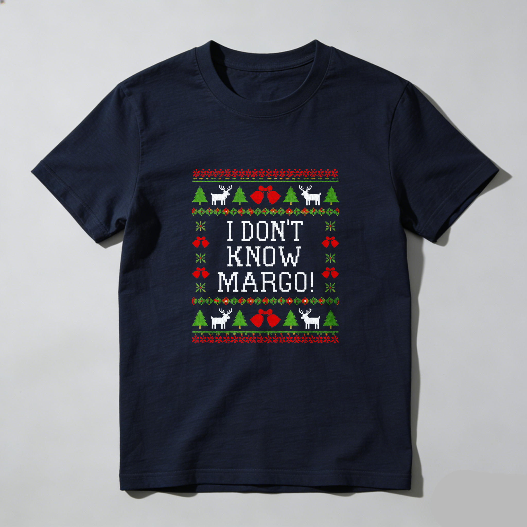 Dorawear™ I Don't Know Margo Christmas Pattern Pure Cotton Short Sleeve T Shirt-Dorawear