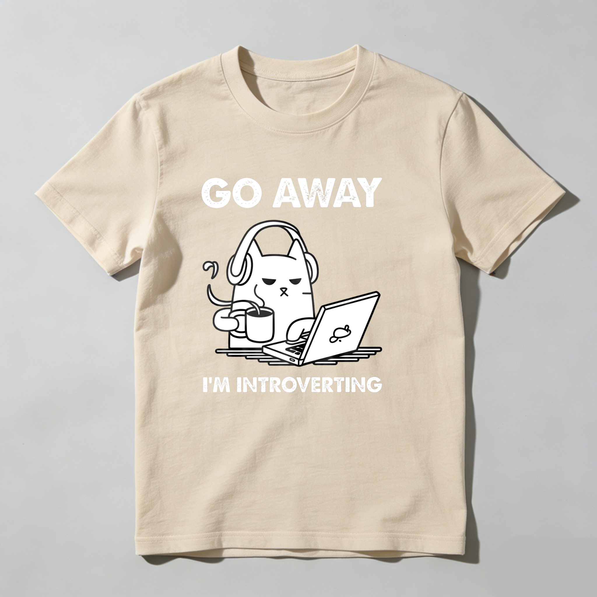 Dorawear™ Go Away I'm Introverting Cat With Laptop T Shirt