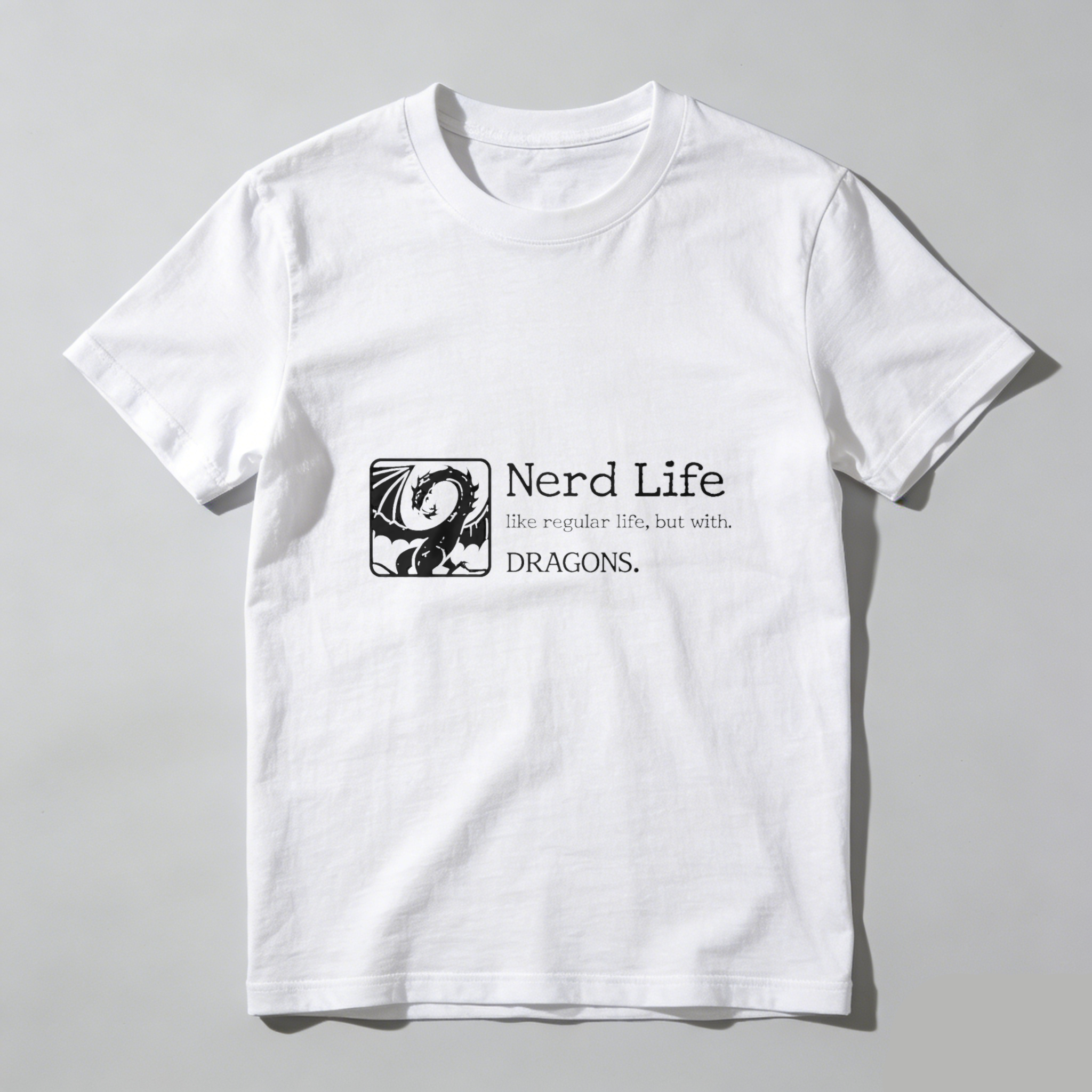 Dorawear™ Nerd Life Dragon Print Pure Cotton Short Sleeve T Shirt-Dorawear