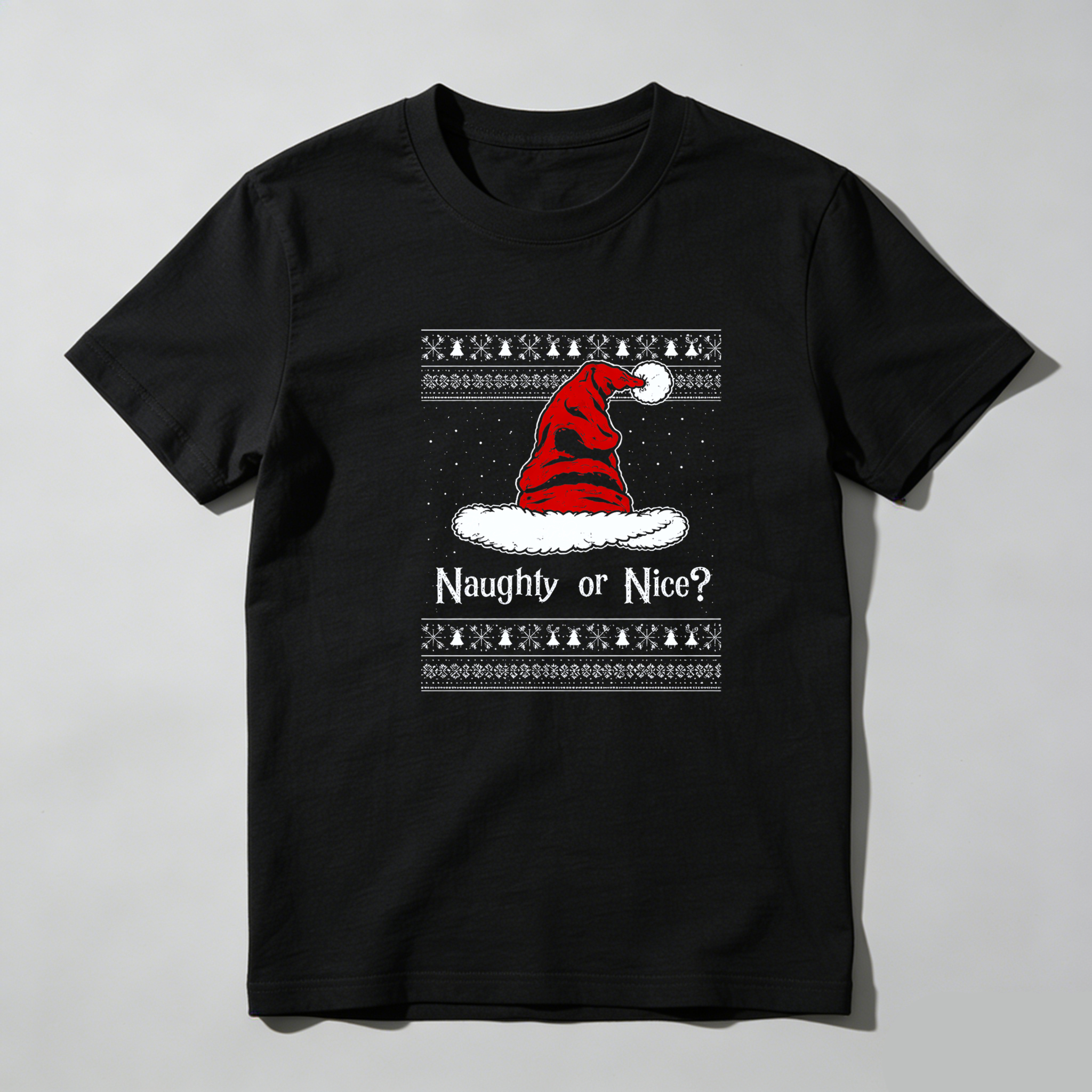 Dorawear™ Christmas Santa Hat Naughty Or Nice Pure Cotton Short Sleeve T Shirt-Dorawear