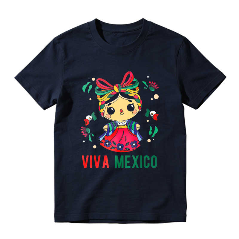 Mexican Doll With Traditional Dress And Viva Mexico Text Unisex Classic T-shirt
