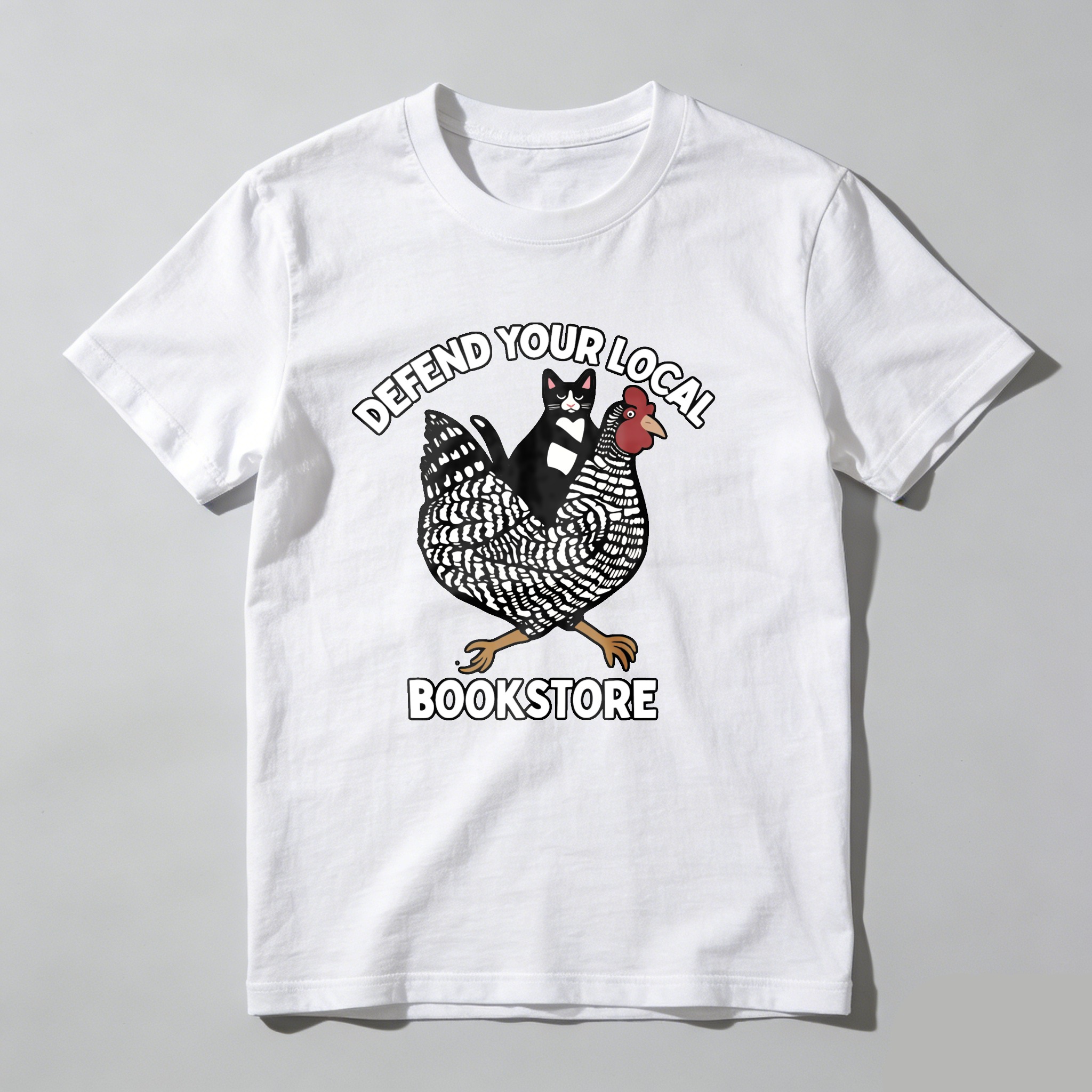 Dorawear™ Defend Your Local Bookstore Chicken Pattern T Shirt
