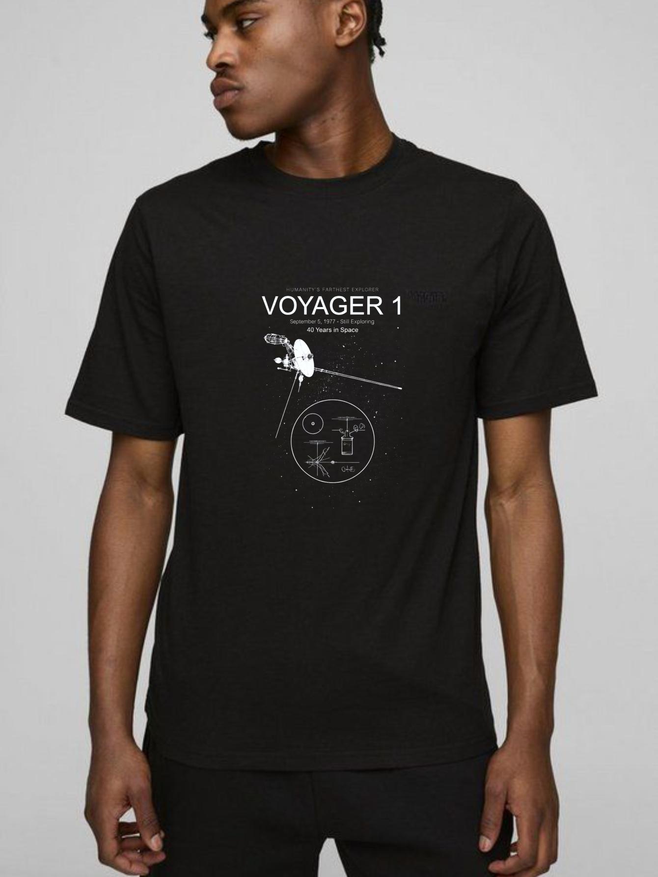 Dorawear™ Voyager 1 Space Exploration Golden Record Pure Cotton Short Sleeve T Shirt-Dorawear
