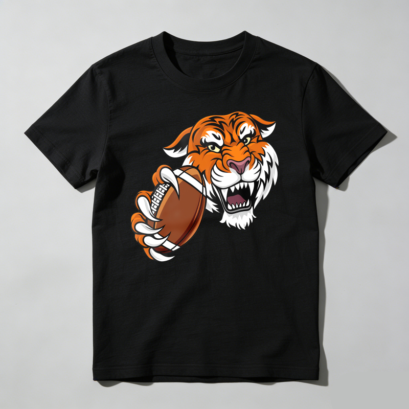 Tiger Holding Football With Claws T Shirt