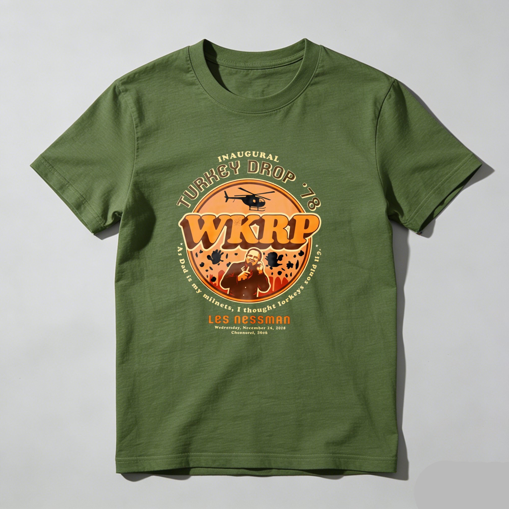 Dorawear™ Inaugural Turkey Drop 78 Wkrp Les Nessman T Shirt