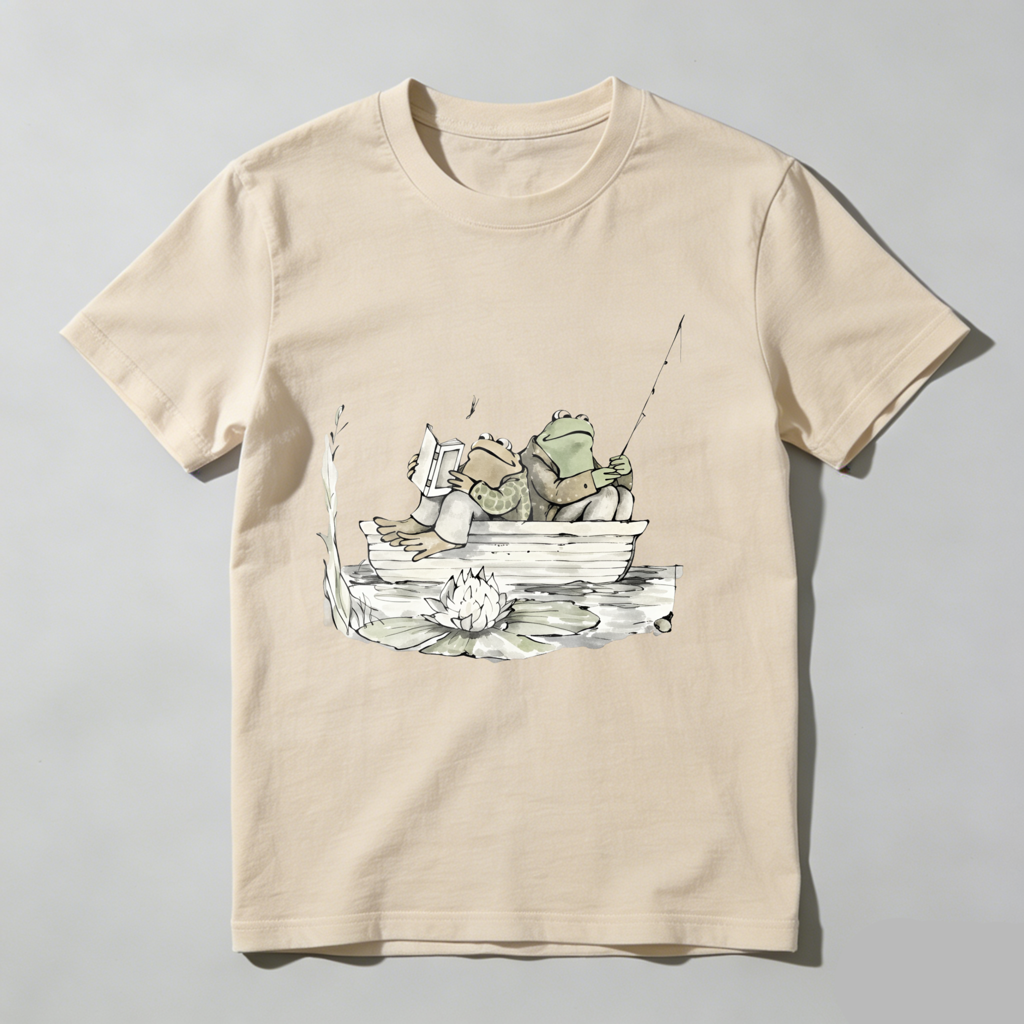 Dorawear™ Frogs Fishing In Boat On Lily Pad T Shirt