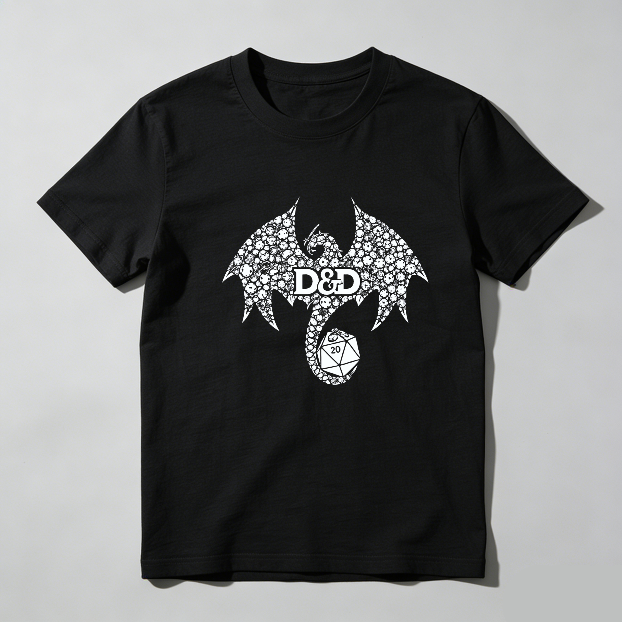 Dorawear™ Dragon Dnd Dice Pattern Pure Cotton Short Sleeve T Shirt-Dorawear