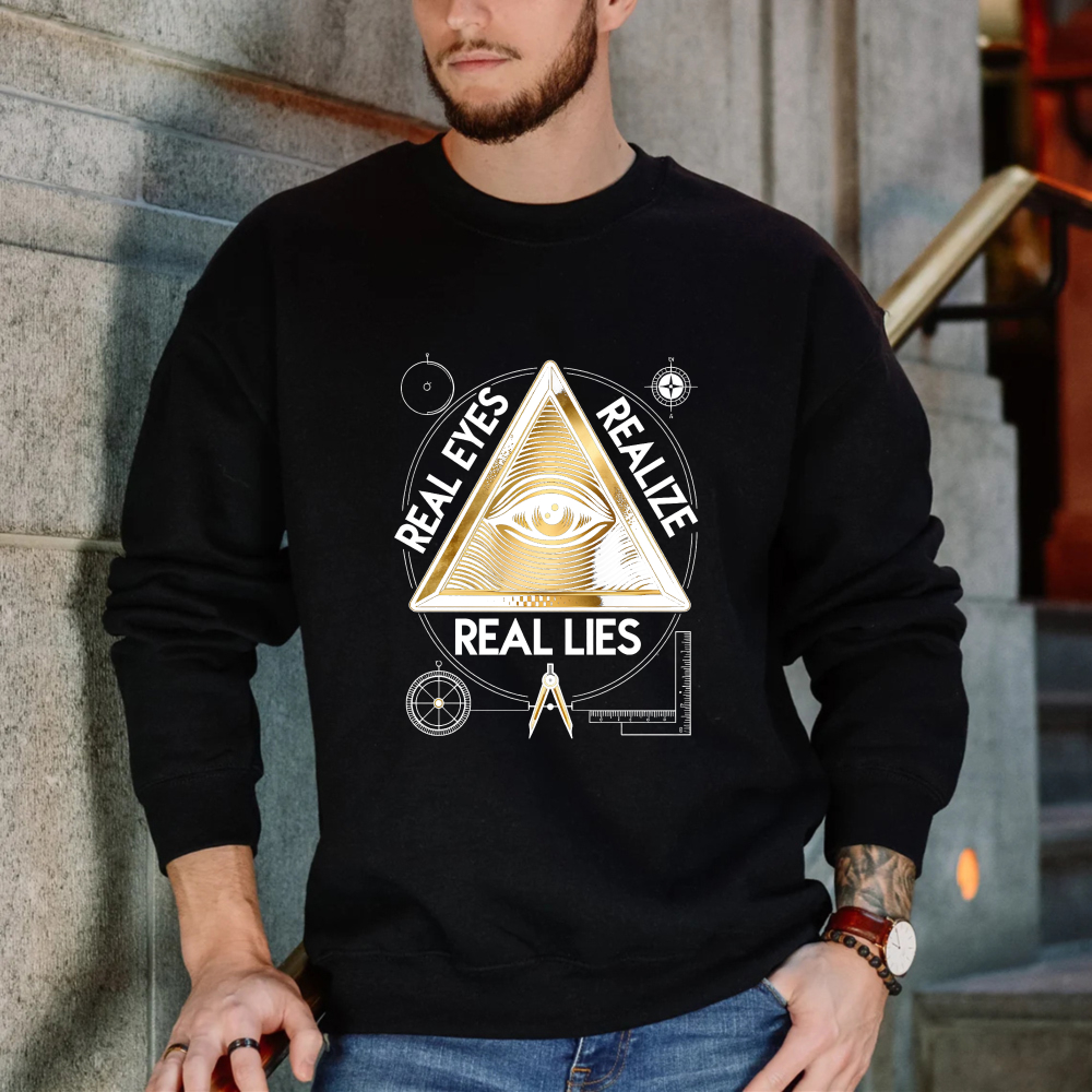 Dorawear™ All Seeing Eye Pyramid Real Eyes Realize Real Lies Symbol Unisex Classic Sweatshirt