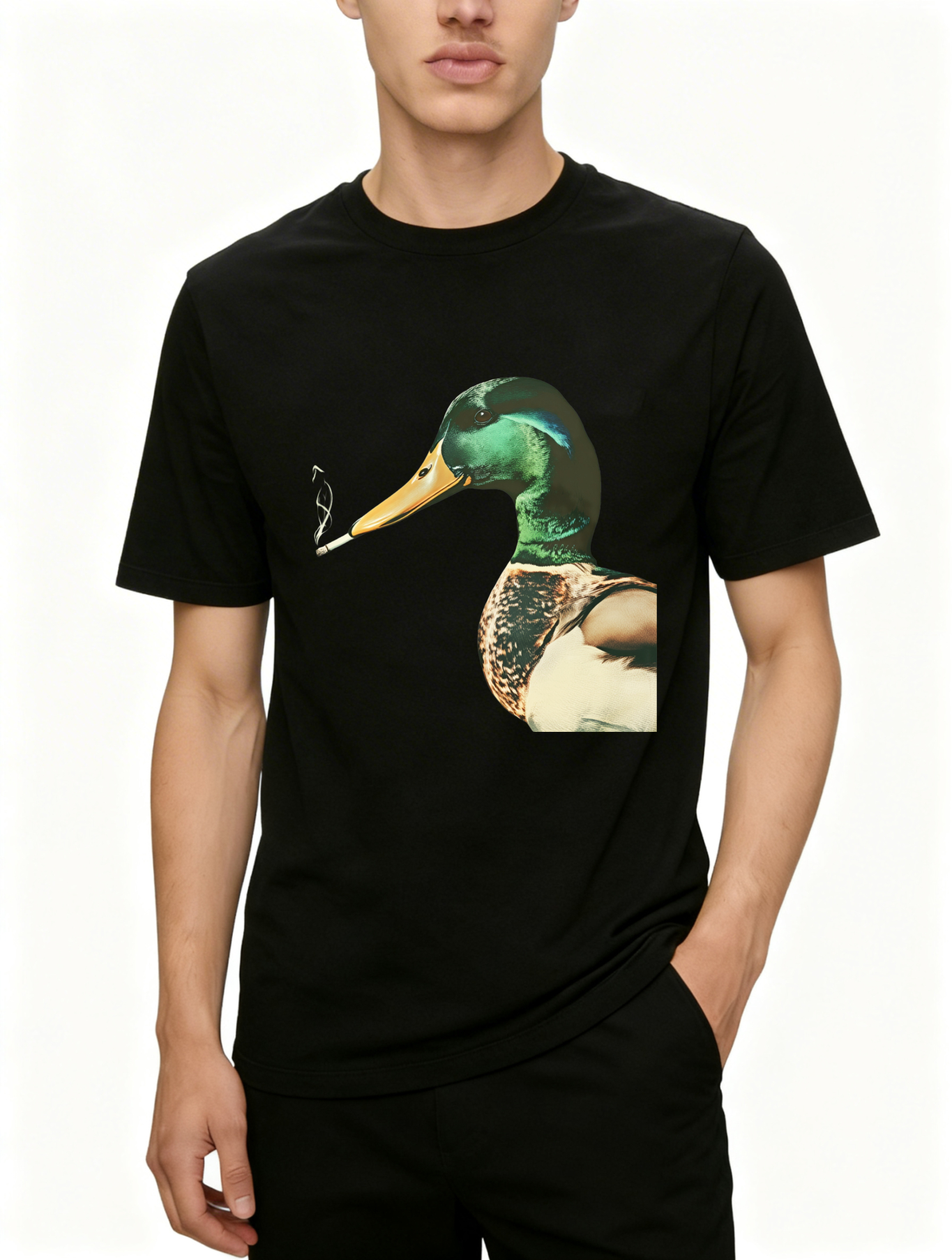 Dorawear™ Duck Smoking Cigarette Realistic Print T Shirt