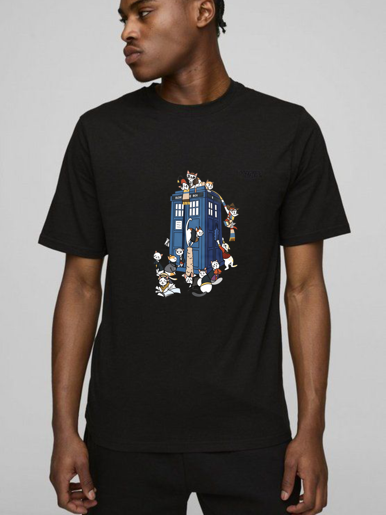 Dorawear™ Cats Surrounding Blue Police Box T Shirt