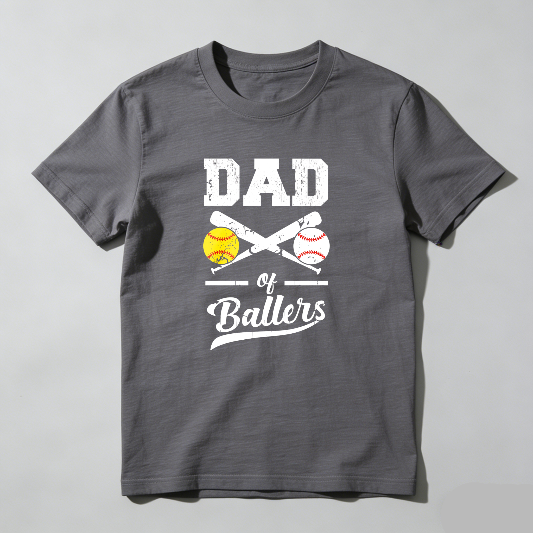 Dorawear™ Dad Of Ballers With Baseball And Softball  T Shirt-Dorawear