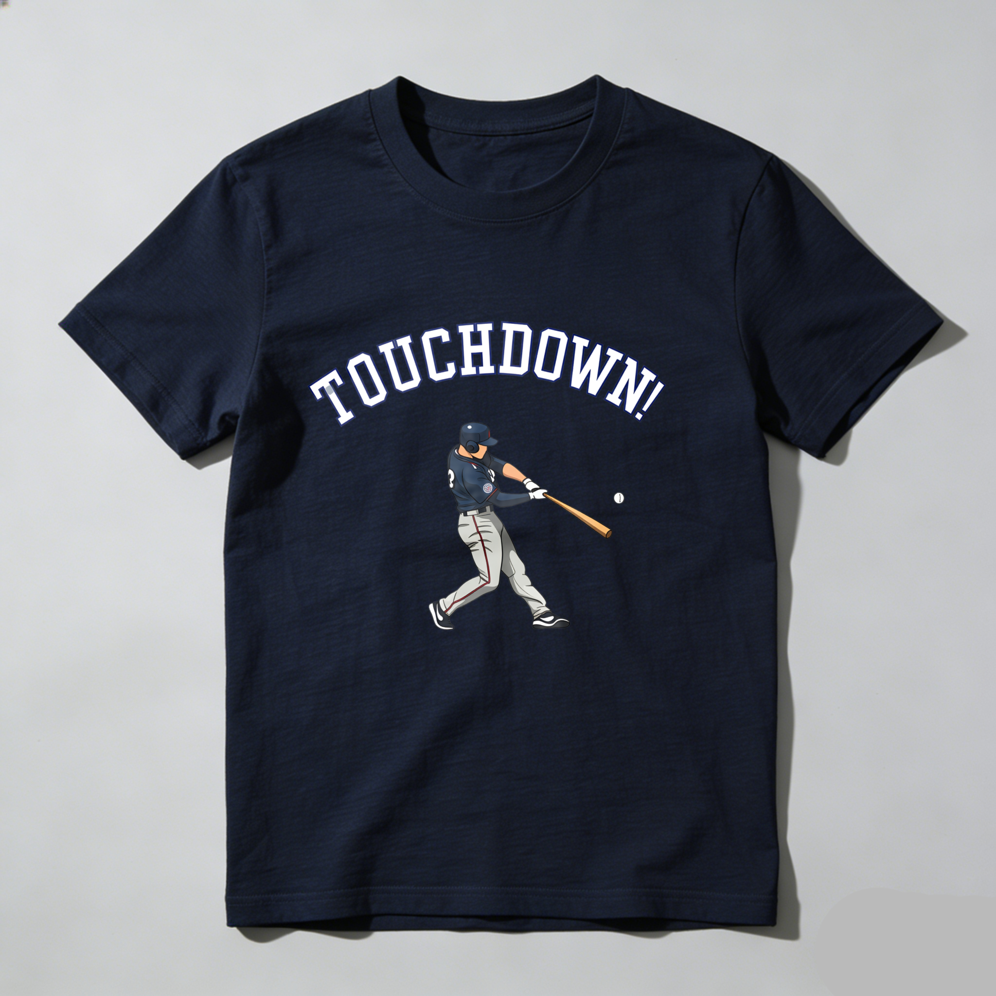 Dorawear™ Dynamic Baseball Player Touchdown Bat Swing T-Shirt