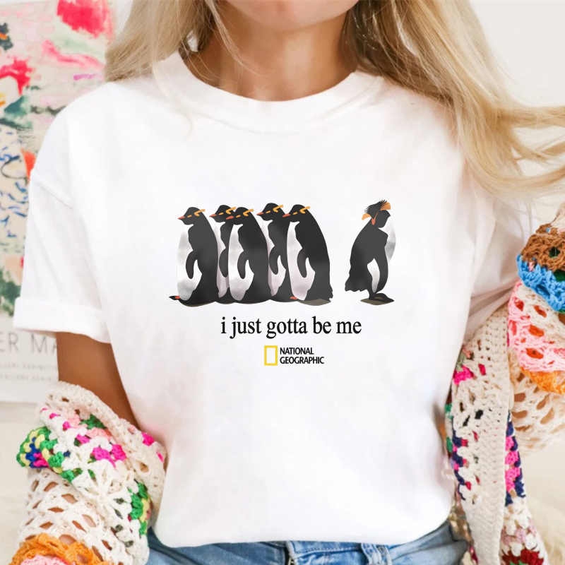 Penguins Standing In A Row With One Walking Away I Just Gotta Be Me National Geographic Logo Unisex Classic T-shirt