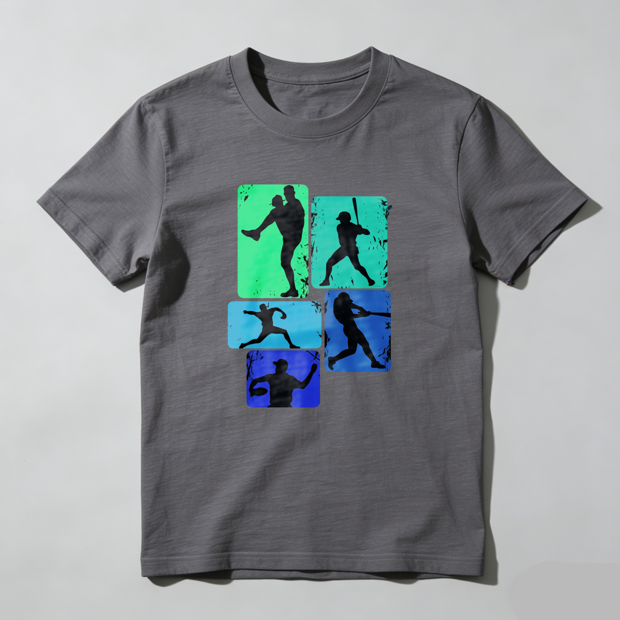 Dorawear™ Baseball Player Silhouettes In Color Blocks  T Shirt-Dorawear