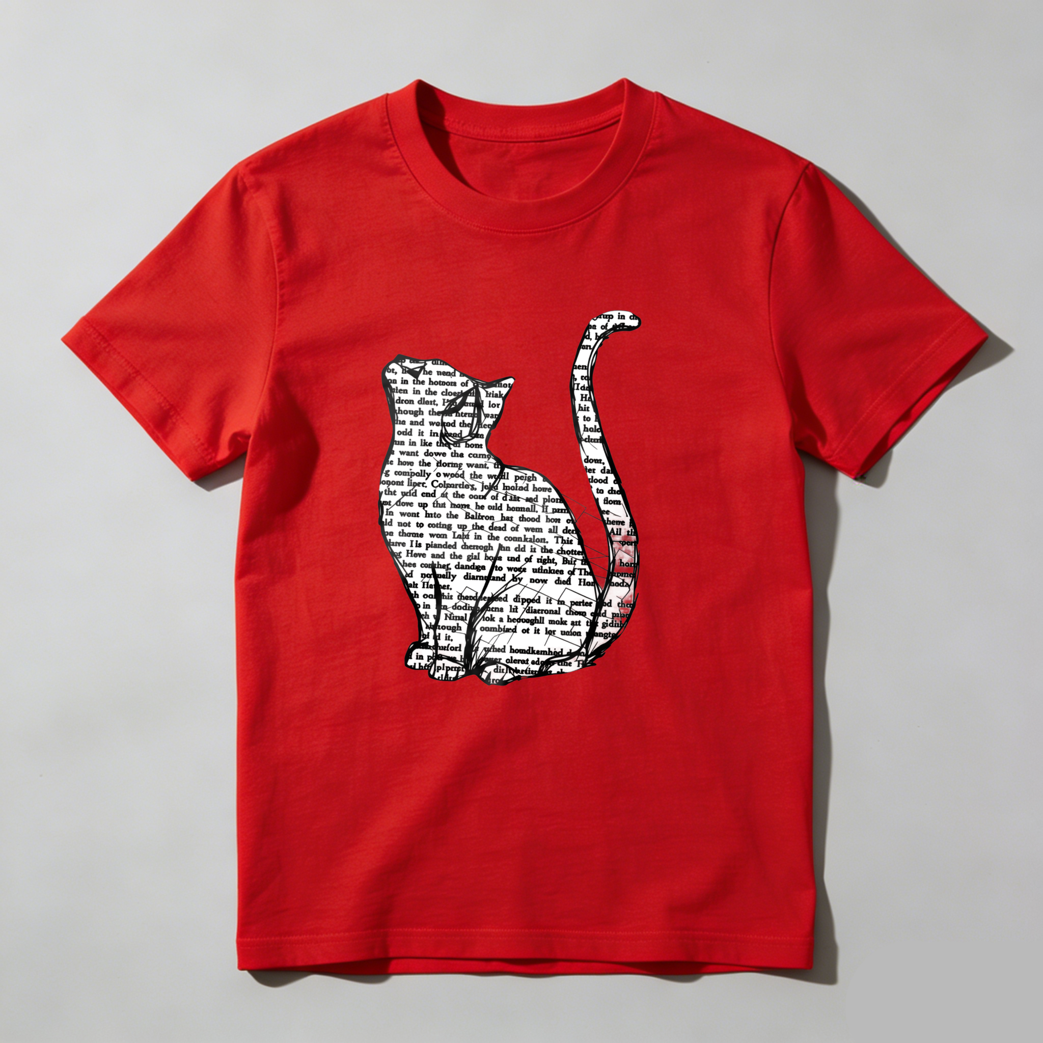Dorawear™ Cat Silhouette Text Pattern Print Design T Shirt