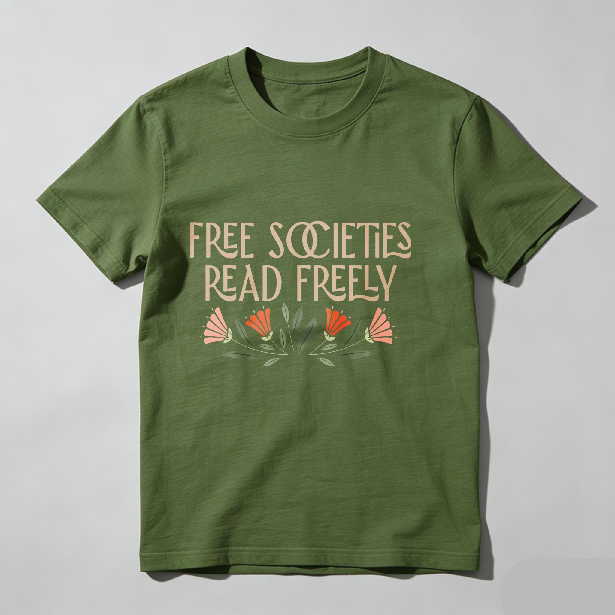 Dorawear™ Free Societies Read Freely With Flowers T Shirt