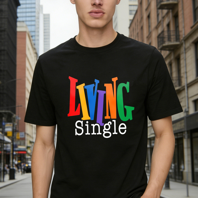 Living Single Bright Colored Lettering Graphic Cotton T-Shirt