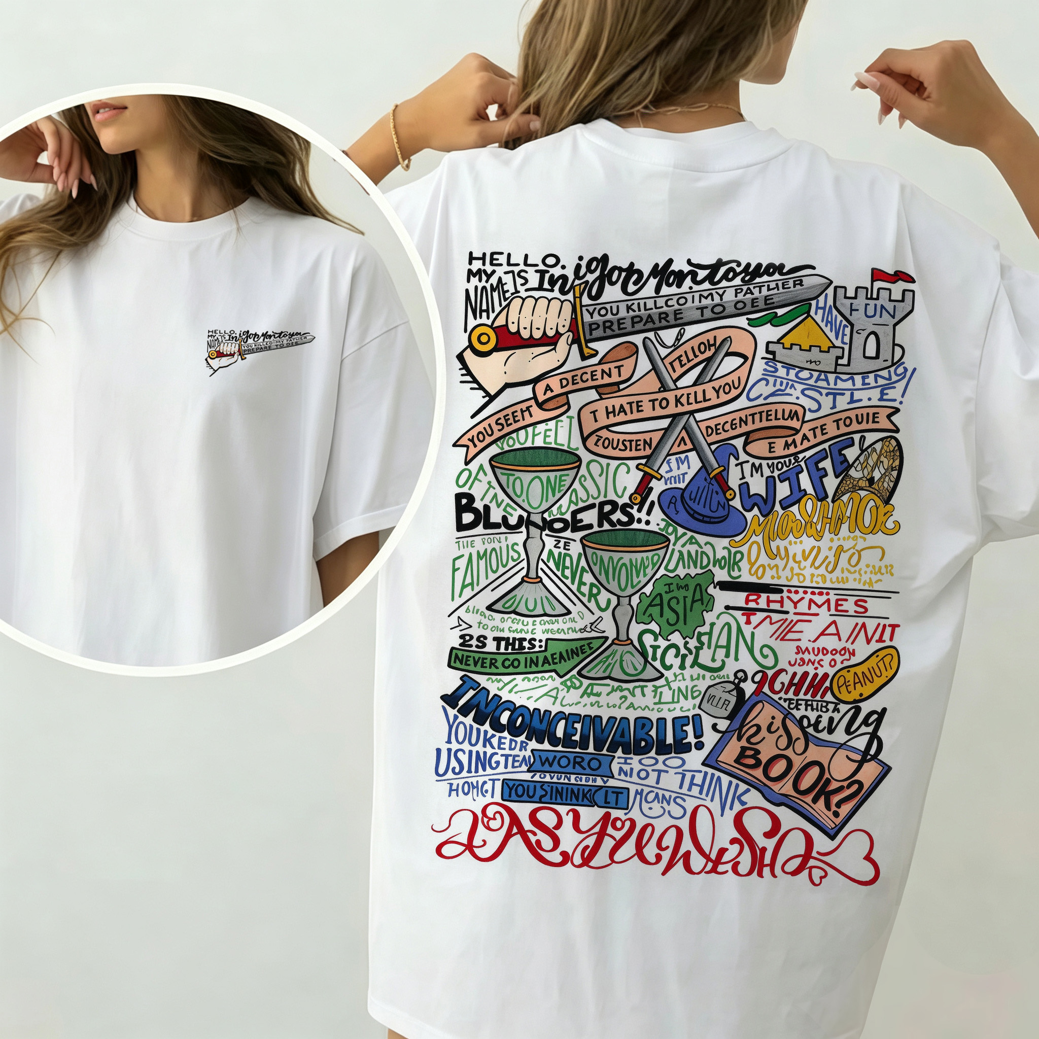 Th3 Pr1nc3ss Br1d3 Inspired Graphic T-Shirt, Iconic Movie Quotes Hand-Lettered Tee