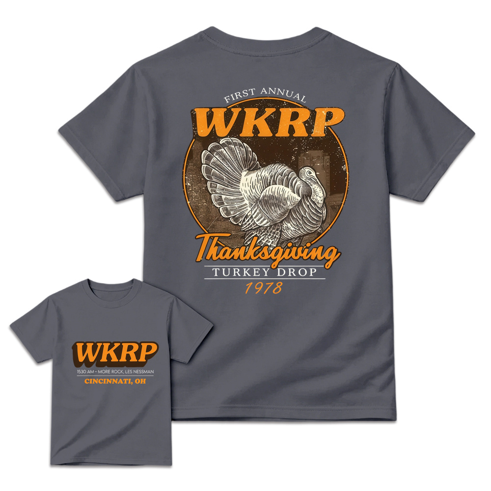First Annual Wkrp Turkey Drop Two Sides T-shirt, Thanksgiving Wkrp  Vintage Tee, Graphic Streetwear Tee