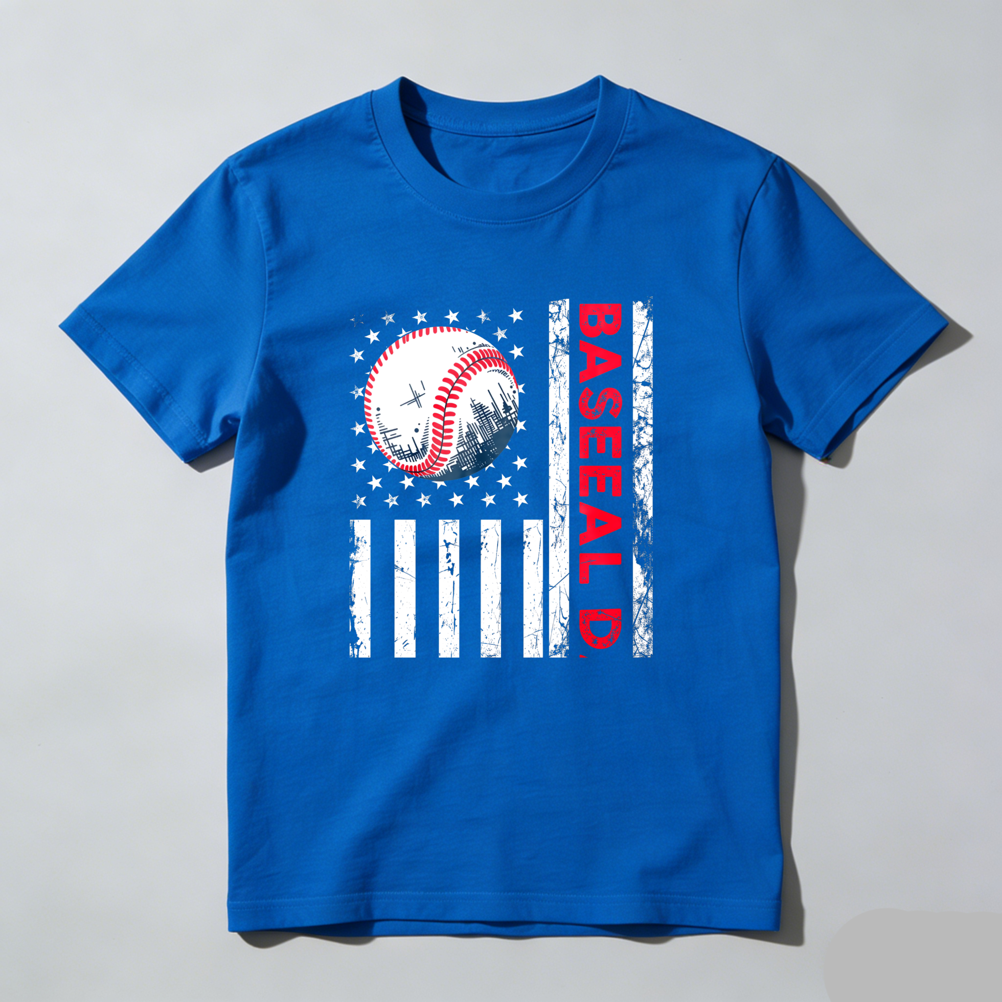 Dorawear™ Baseball Flag Design With Stars And Stripes  T Shirt-Dorawear