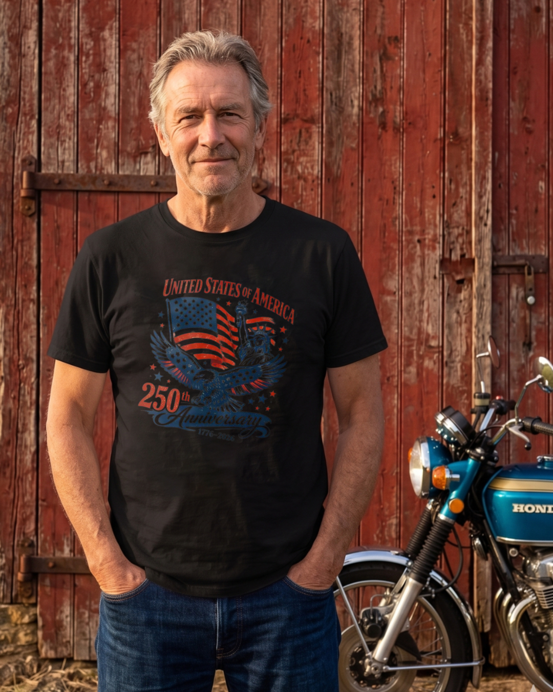 United States Of America 250th Anniversary Eagle And Flag Design T-shirt