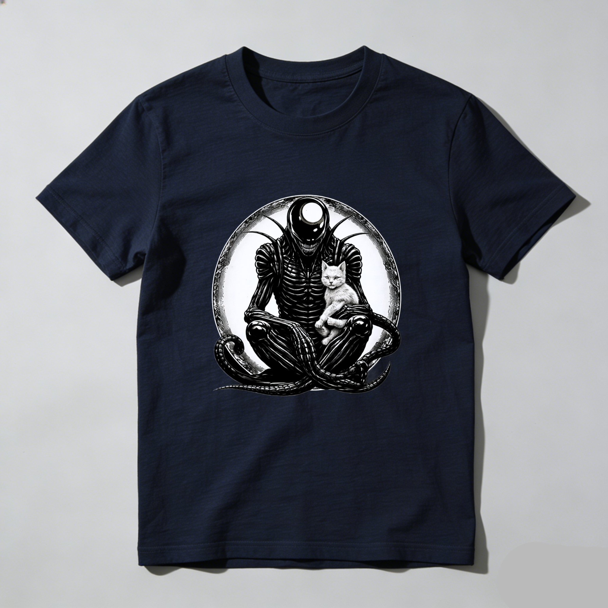 Dorawear™ Alien Cat Meditation Pure Cotton Short Sleeve T Shirt-Dorawear