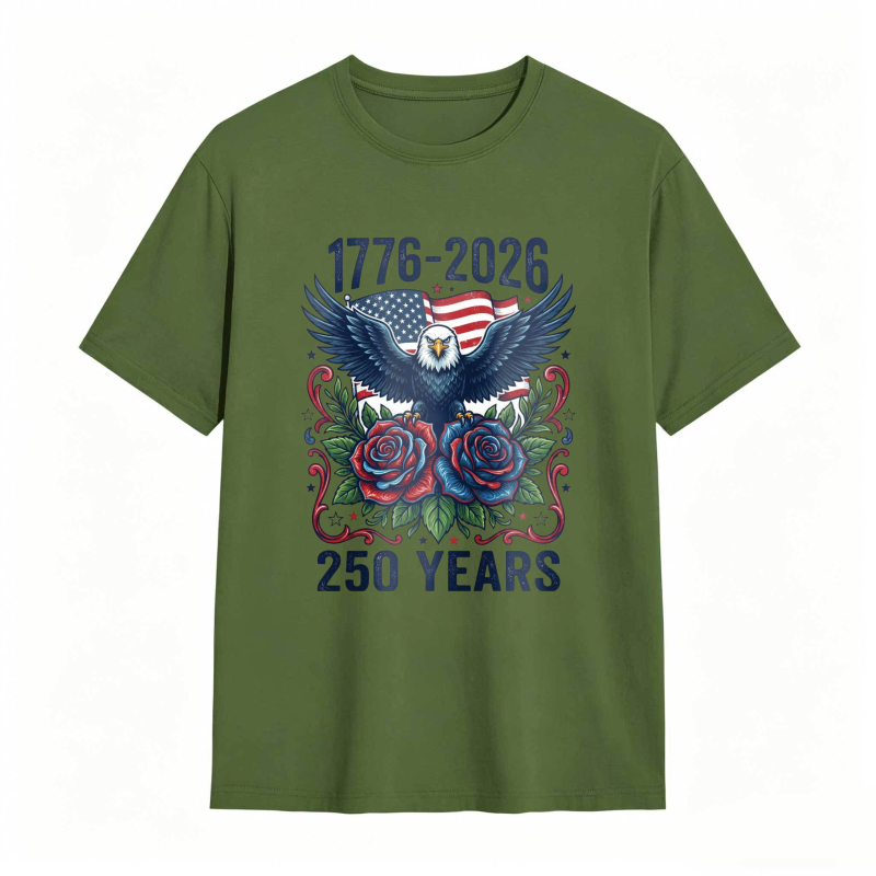 American Eagle With Roses And Flag 1776 2026 250 Years T-shirt