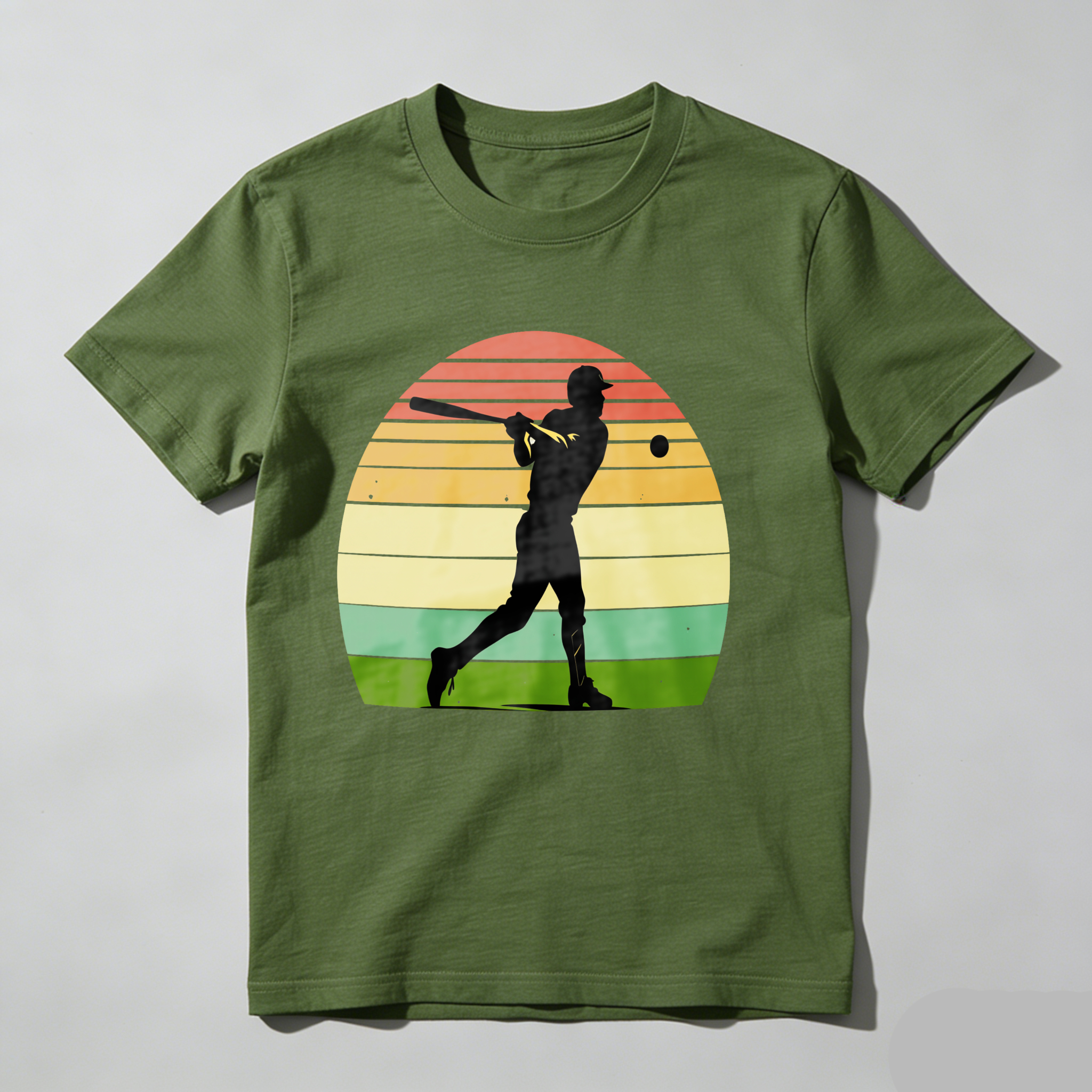 Dorawear™ Silhouette Baseball Player Sunset Background  T Shirt
