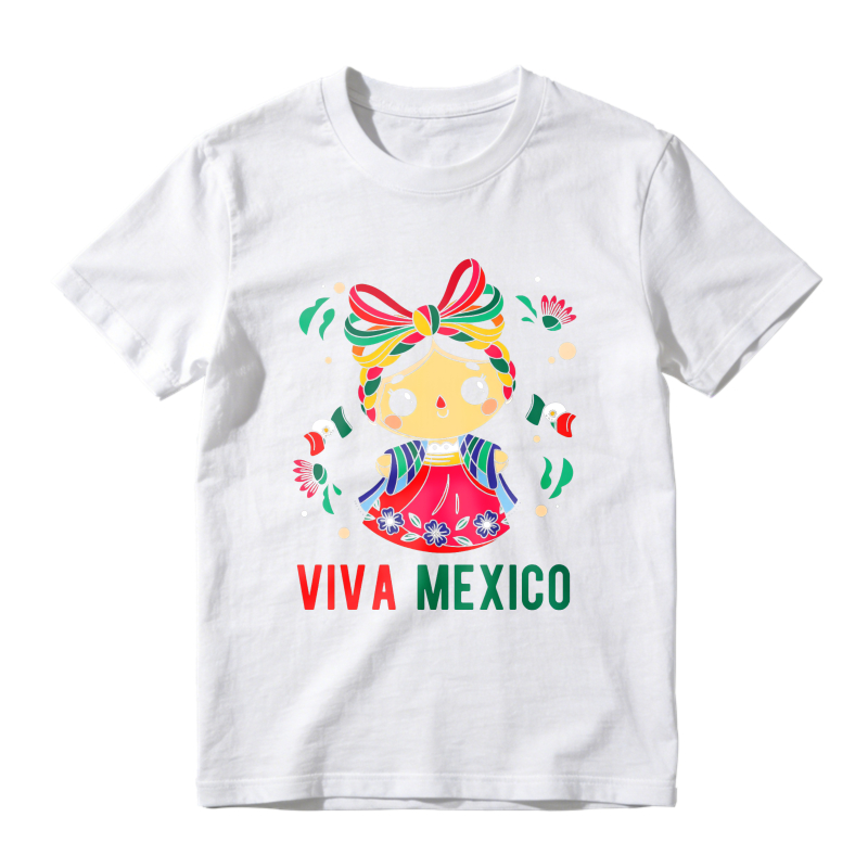 Mexican Doll With Traditional Dress And Viva Mexico Text Unisex Classic T-shirt