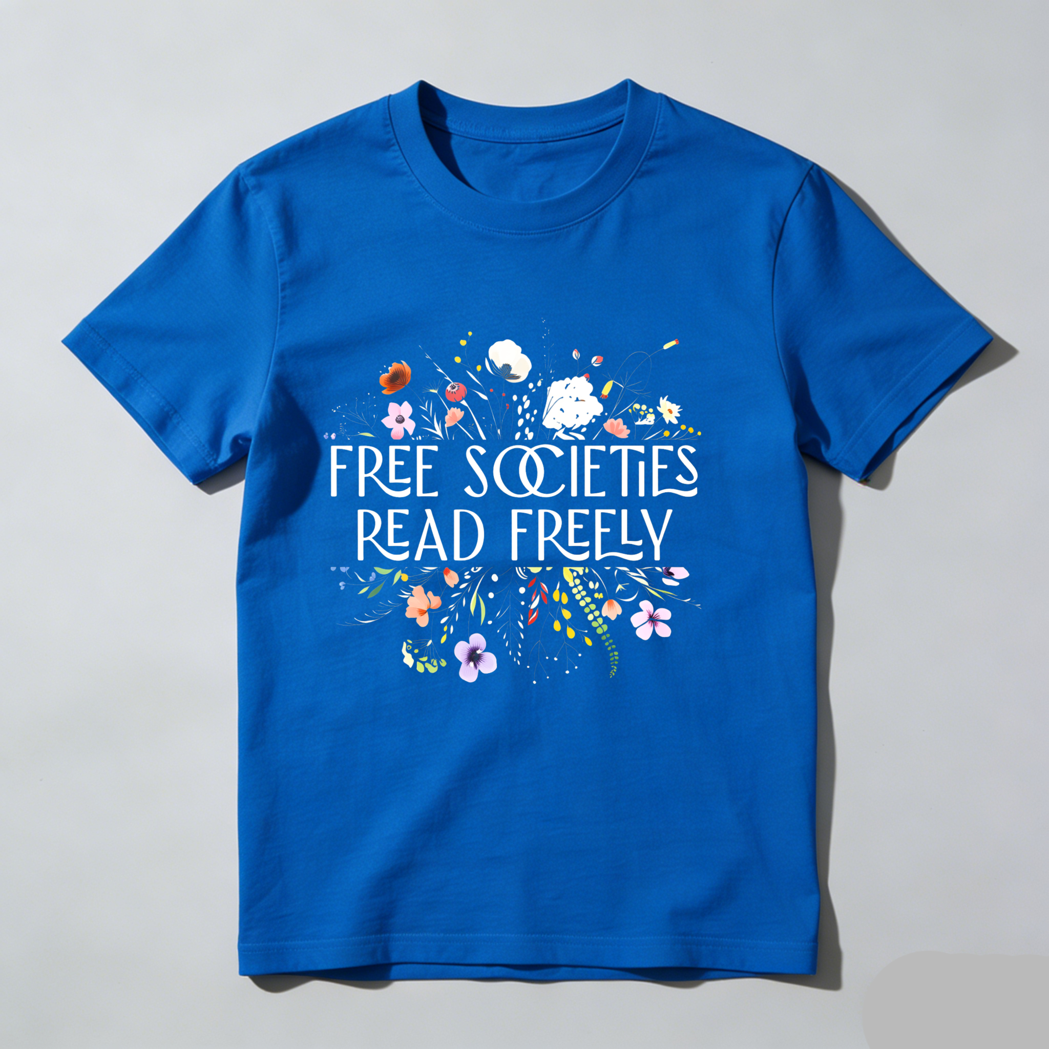 Dorawear™ Free Societies Read Freely Floral Design T Shirt